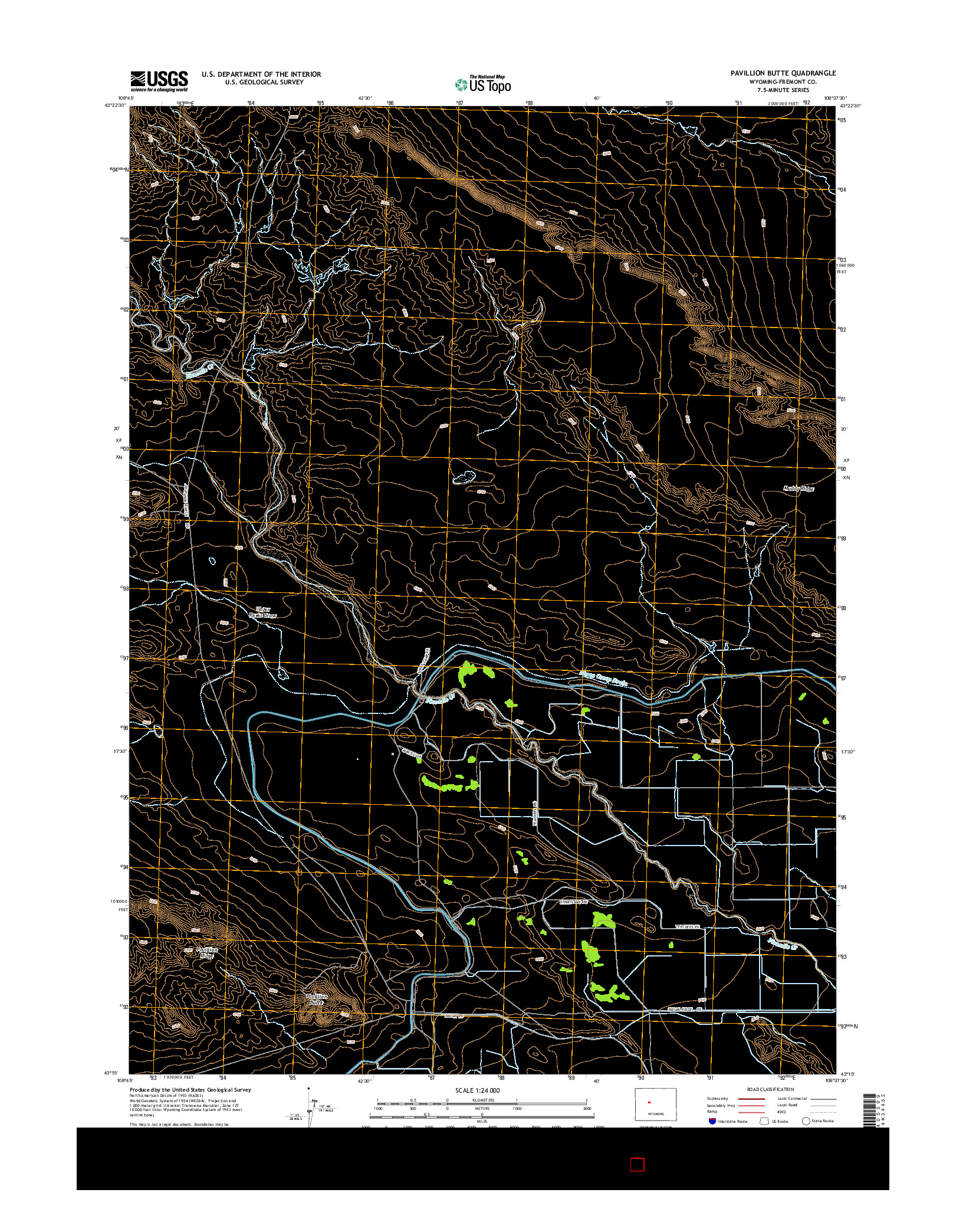 USGS US TOPO 7.5-MINUTE MAP FOR PAVILLION BUTTE, WY 2015