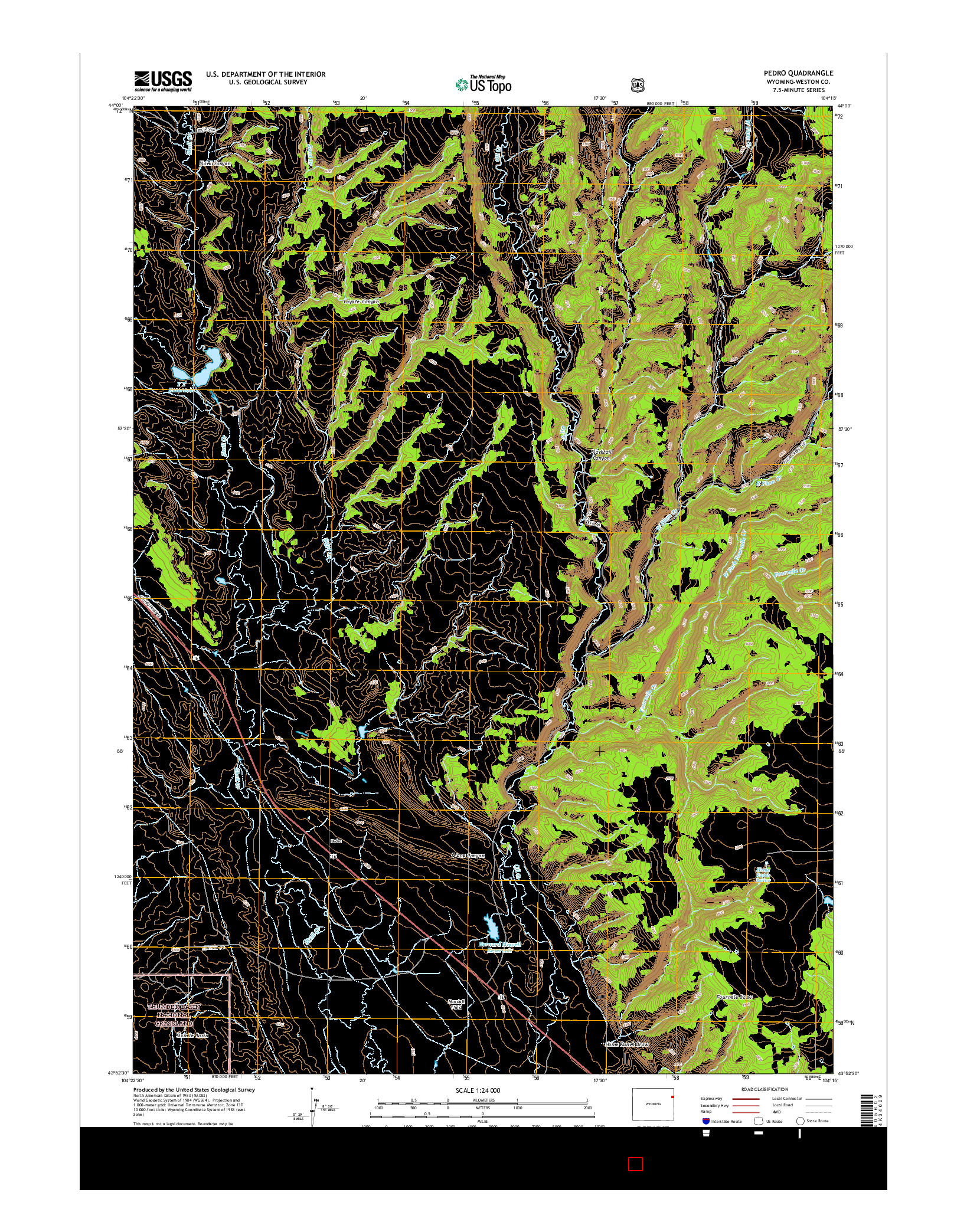 USGS US TOPO 7.5-MINUTE MAP FOR PEDRO, WY 2015