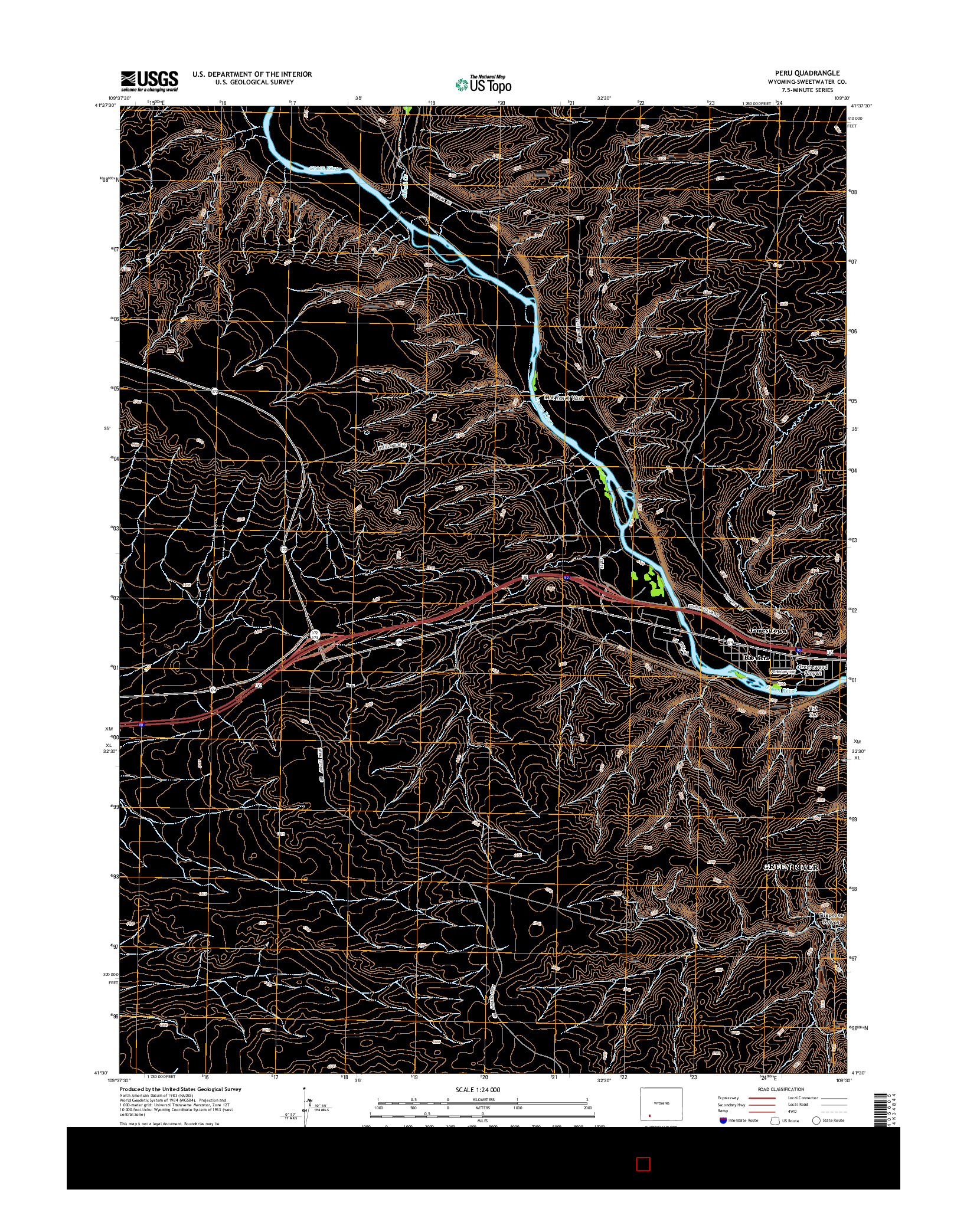 USGS US TOPO 7.5-MINUTE MAP FOR PERU, WY 2015