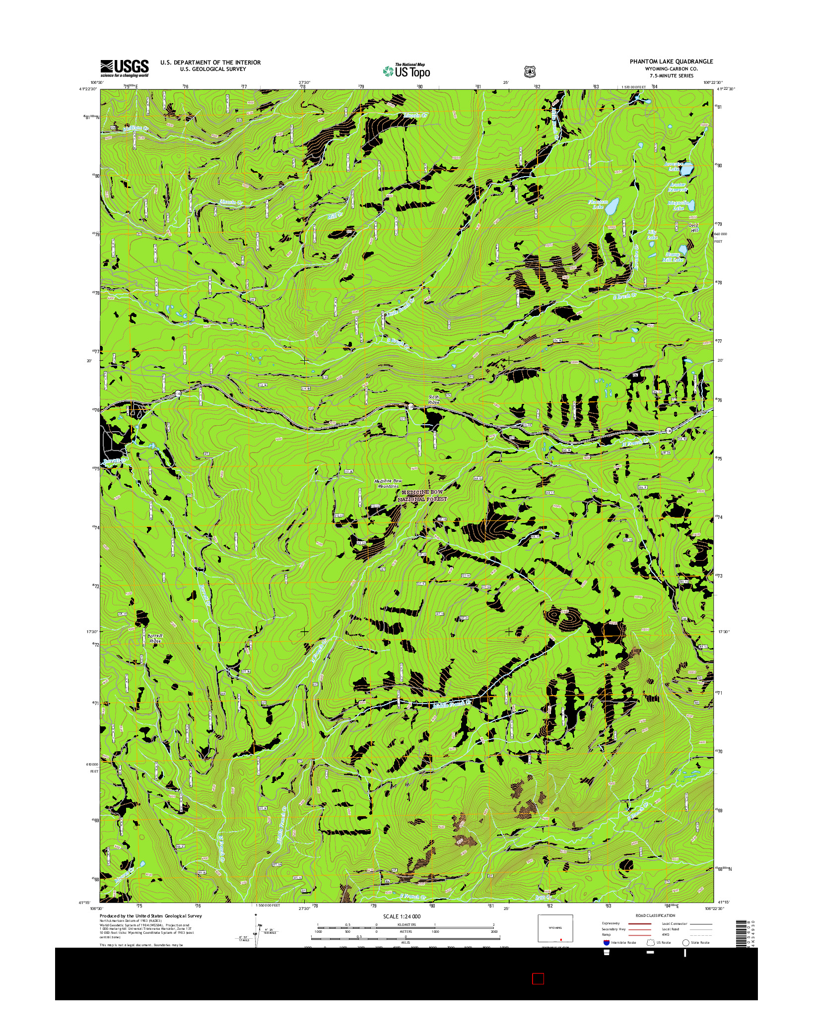 USGS US TOPO 7.5-MINUTE MAP FOR PHANTOM LAKE, WY 2015