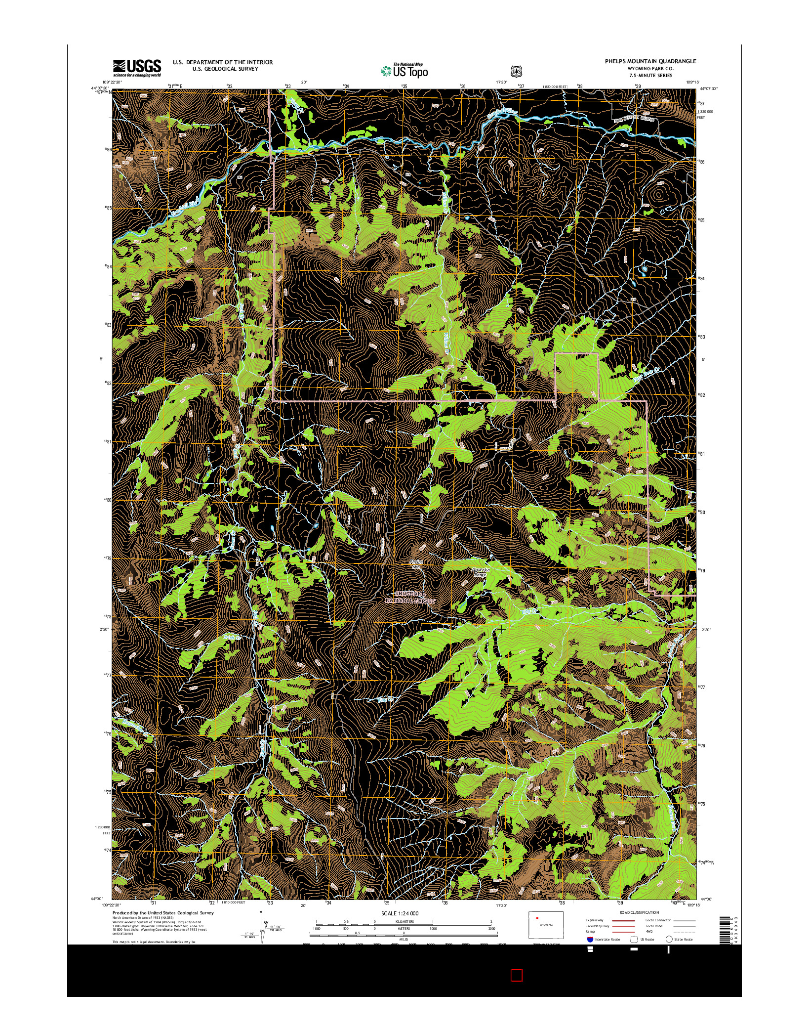 USGS US TOPO 7.5-MINUTE MAP FOR PHELPS MOUNTAIN, WY 2015