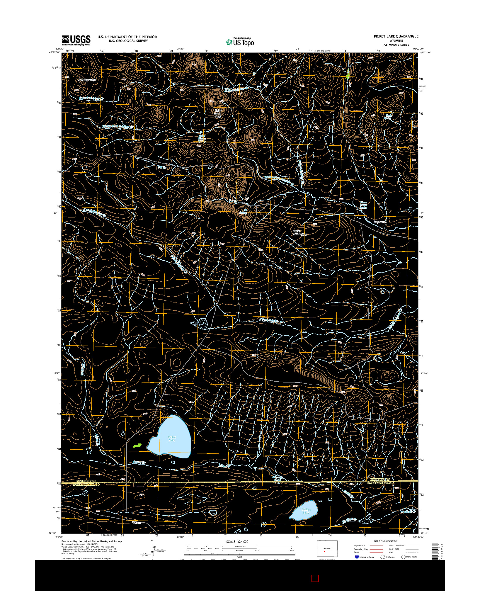 USGS US TOPO 7.5-MINUTE MAP FOR PICKET LAKE, WY 2015