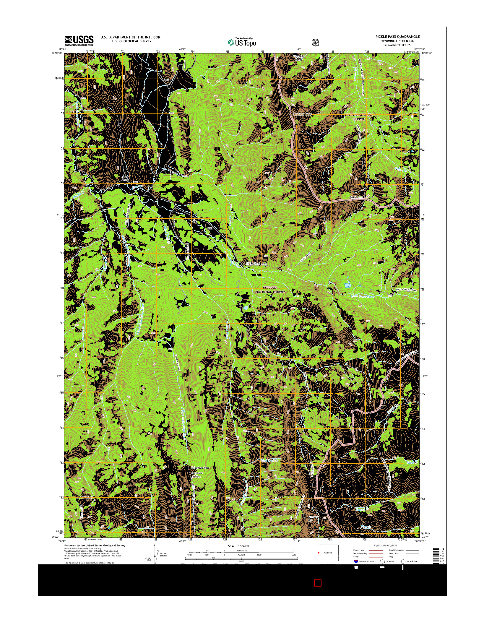 USGS US TOPO 7.5-MINUTE MAP FOR PICKLE PASS, WY 2015