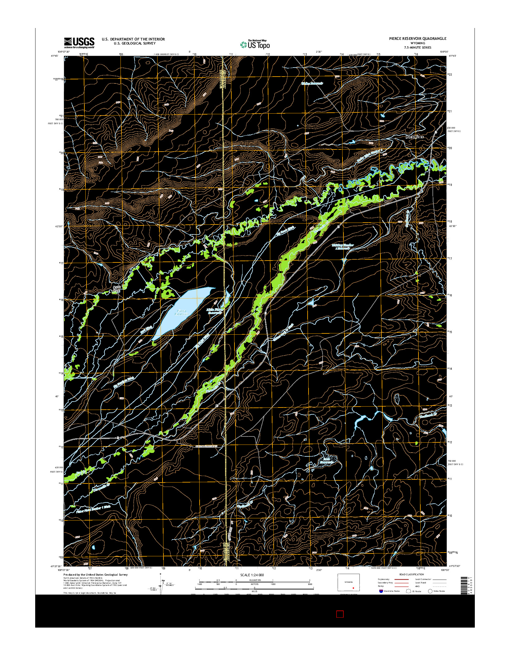 USGS US TOPO 7.5-MINUTE MAP FOR PIERCE RESERVOIR, WY 2015