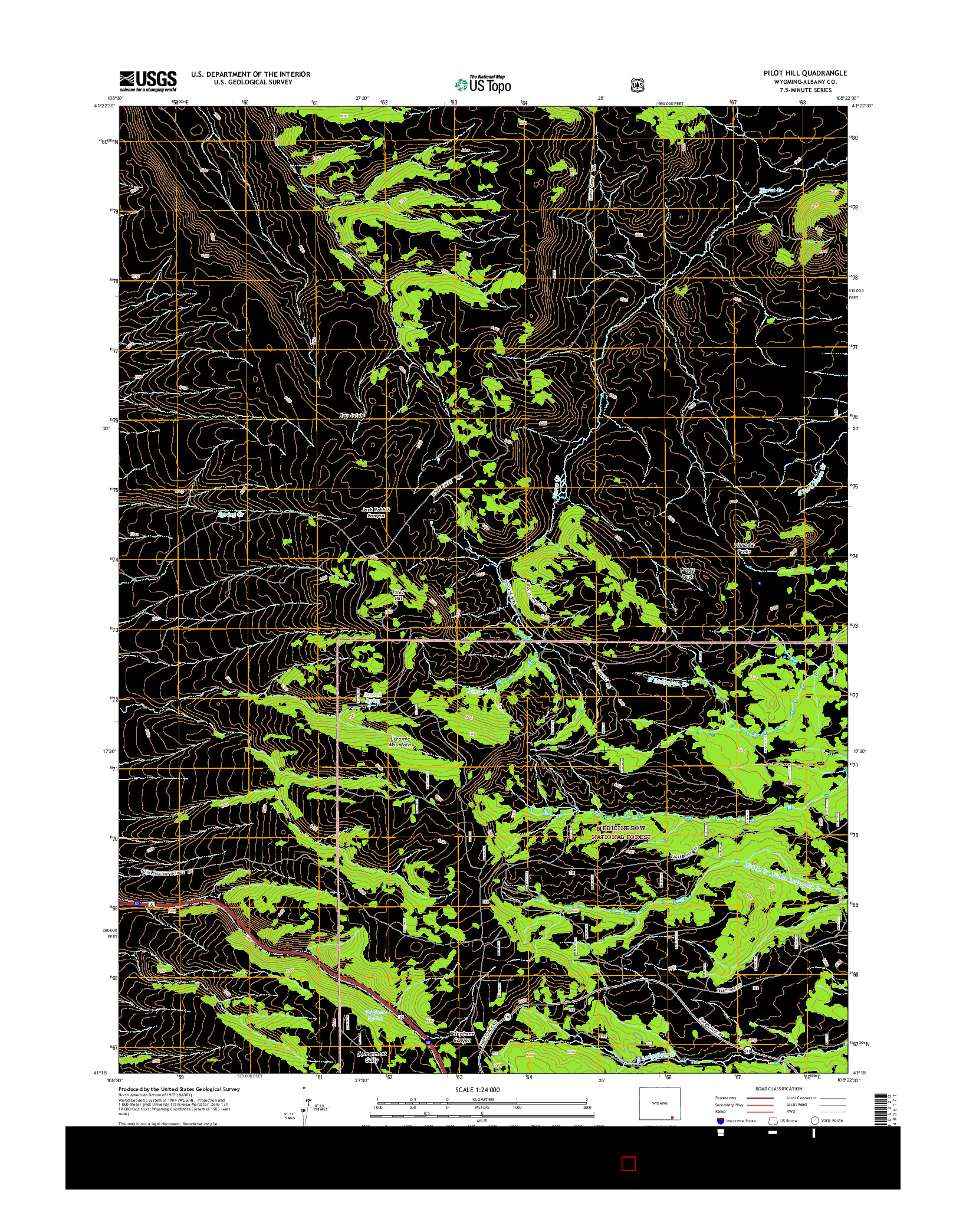 USGS US TOPO 7.5-MINUTE MAP FOR PILOT HILL, WY 2015