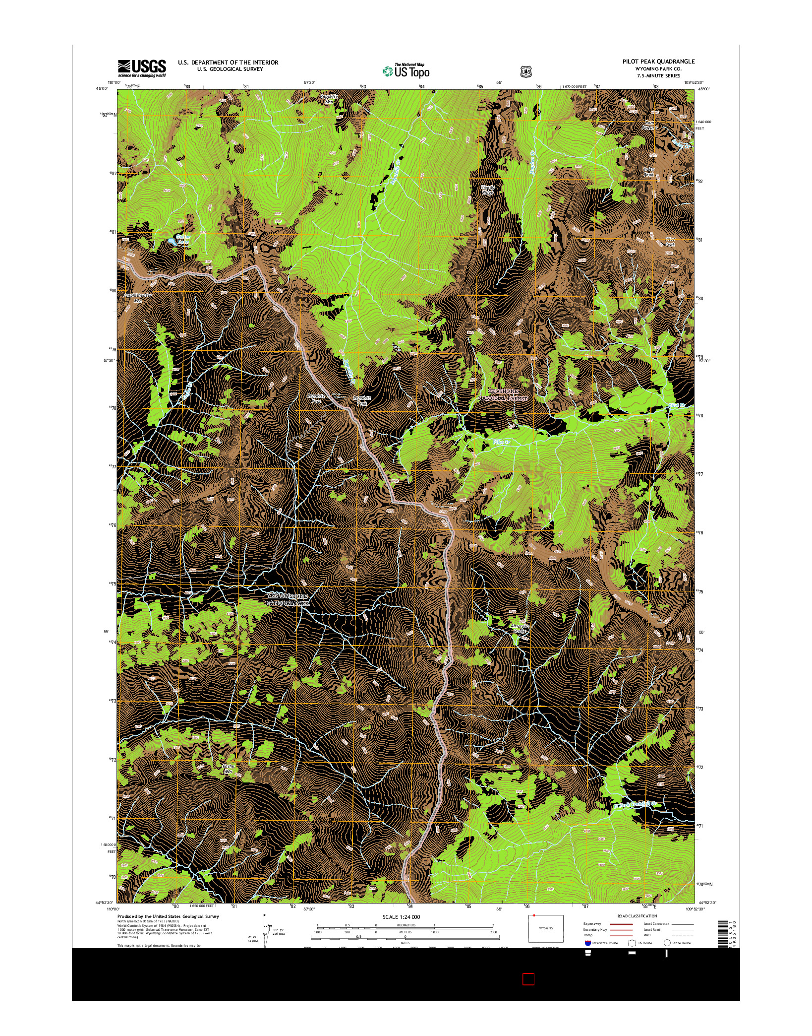 USGS US TOPO 7.5-MINUTE MAP FOR PILOT PEAK, WY 2015
