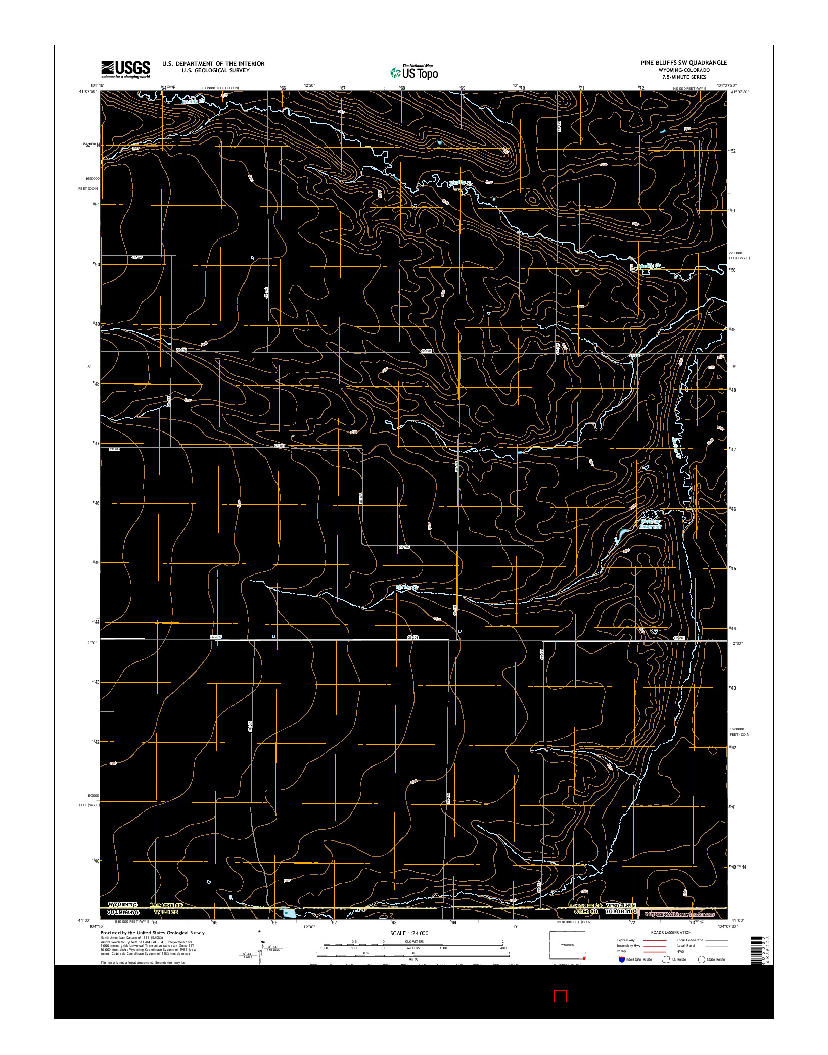 USGS US TOPO 7.5-MINUTE MAP FOR PINE BLUFFS SW, WY-CO 2015