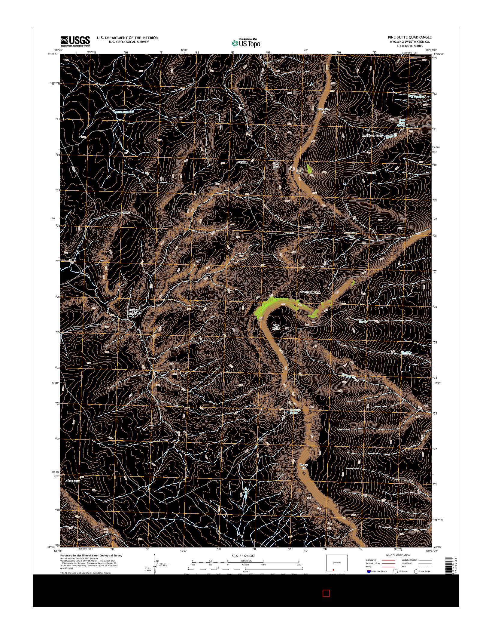 USGS US TOPO 7.5-MINUTE MAP FOR PINE BUTTE, WY 2015