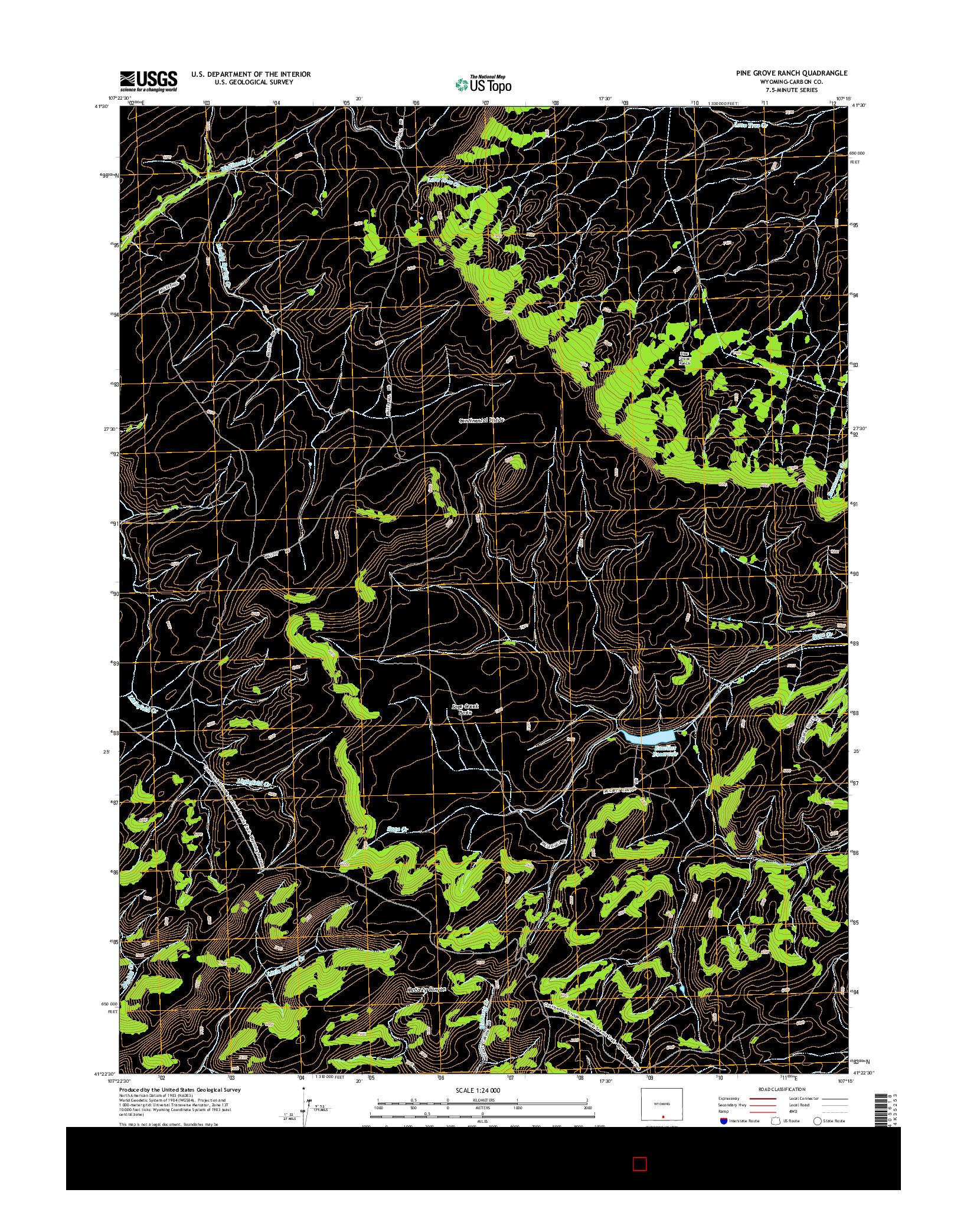 USGS US TOPO 7.5-MINUTE MAP FOR PINE GROVE RANCH, WY 2015