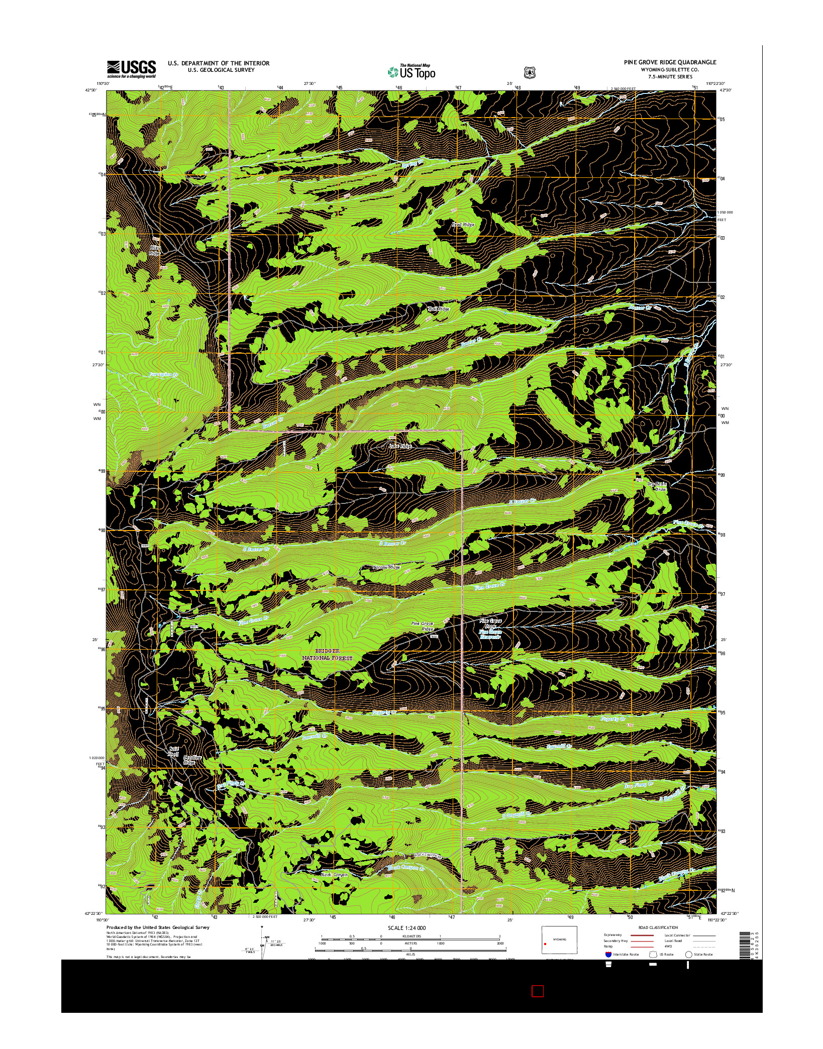 USGS US TOPO 7.5-MINUTE MAP FOR PINE GROVE RIDGE, WY 2015