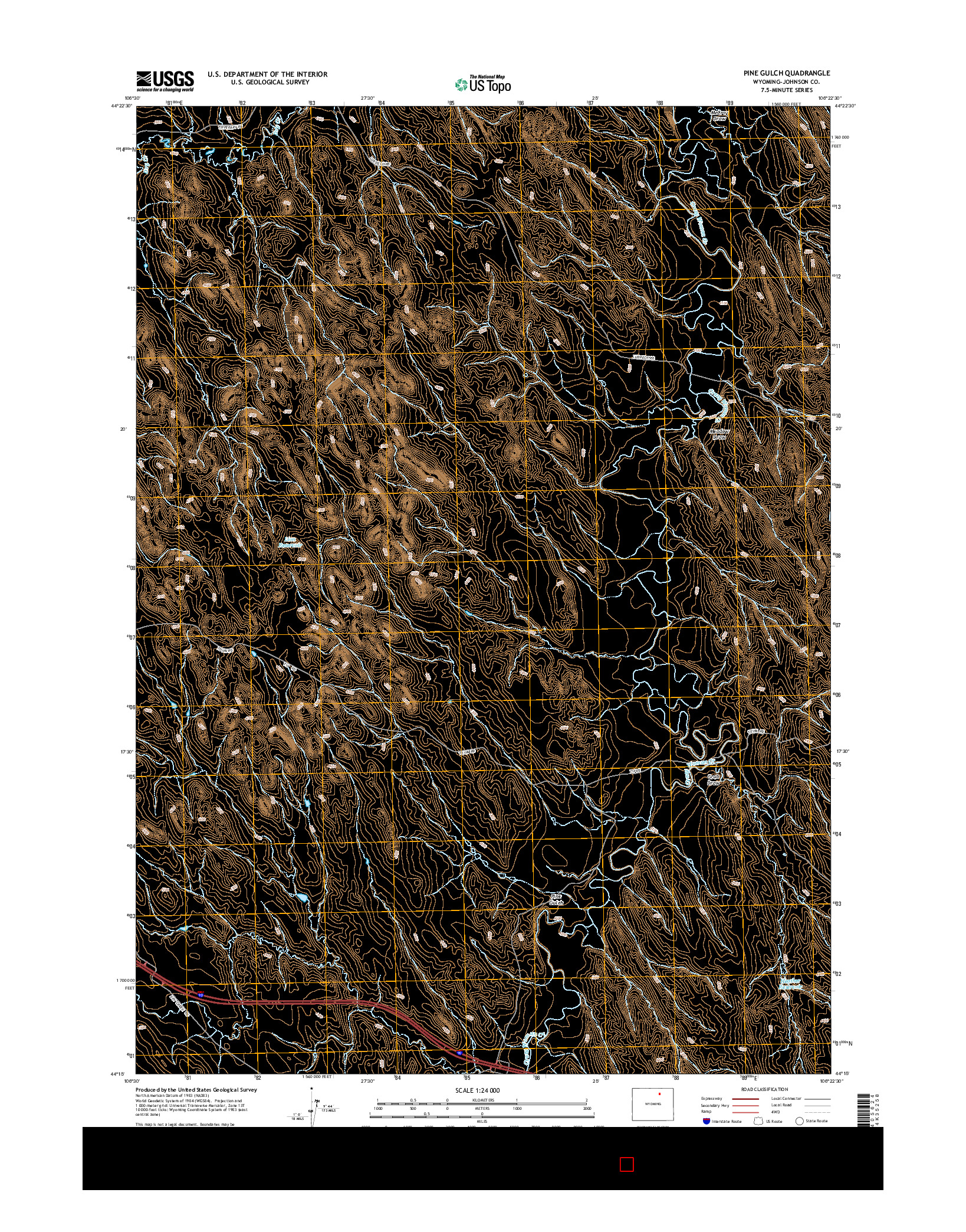 USGS US TOPO 7.5-MINUTE MAP FOR PINE GULCH, WY 2015