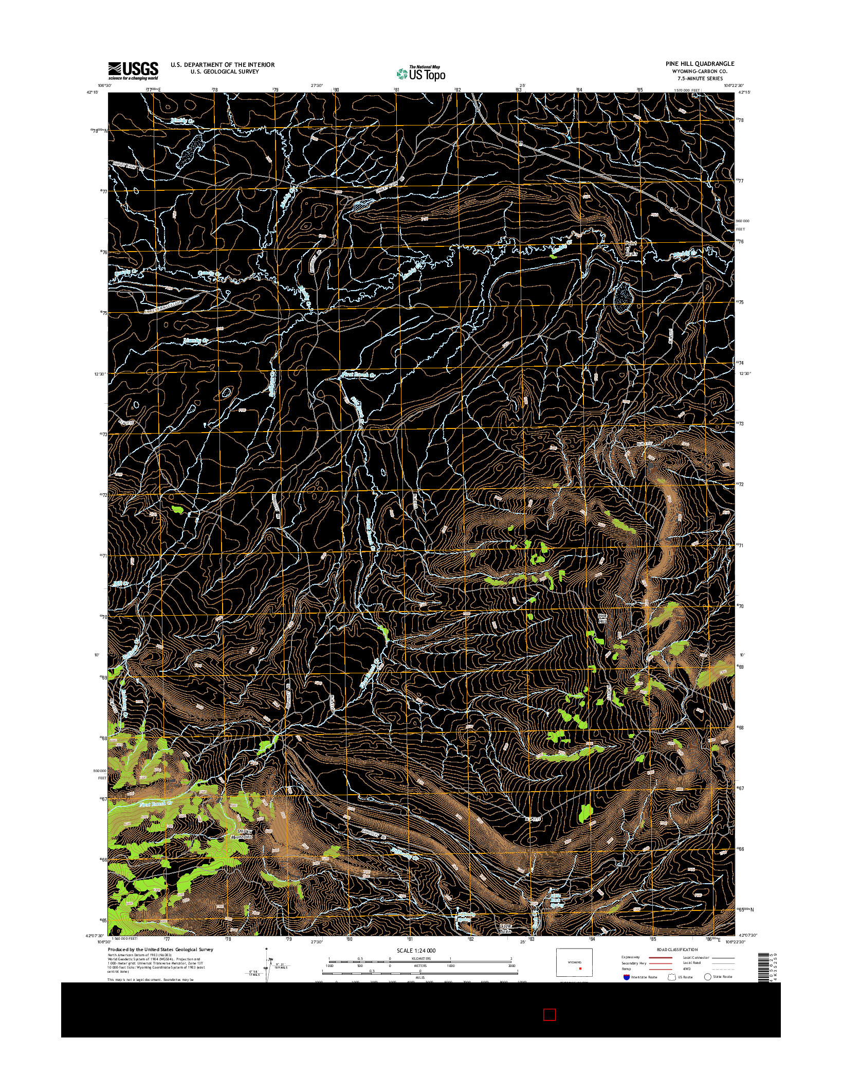 USGS US TOPO 7.5-MINUTE MAP FOR PINE HILL, WY 2015