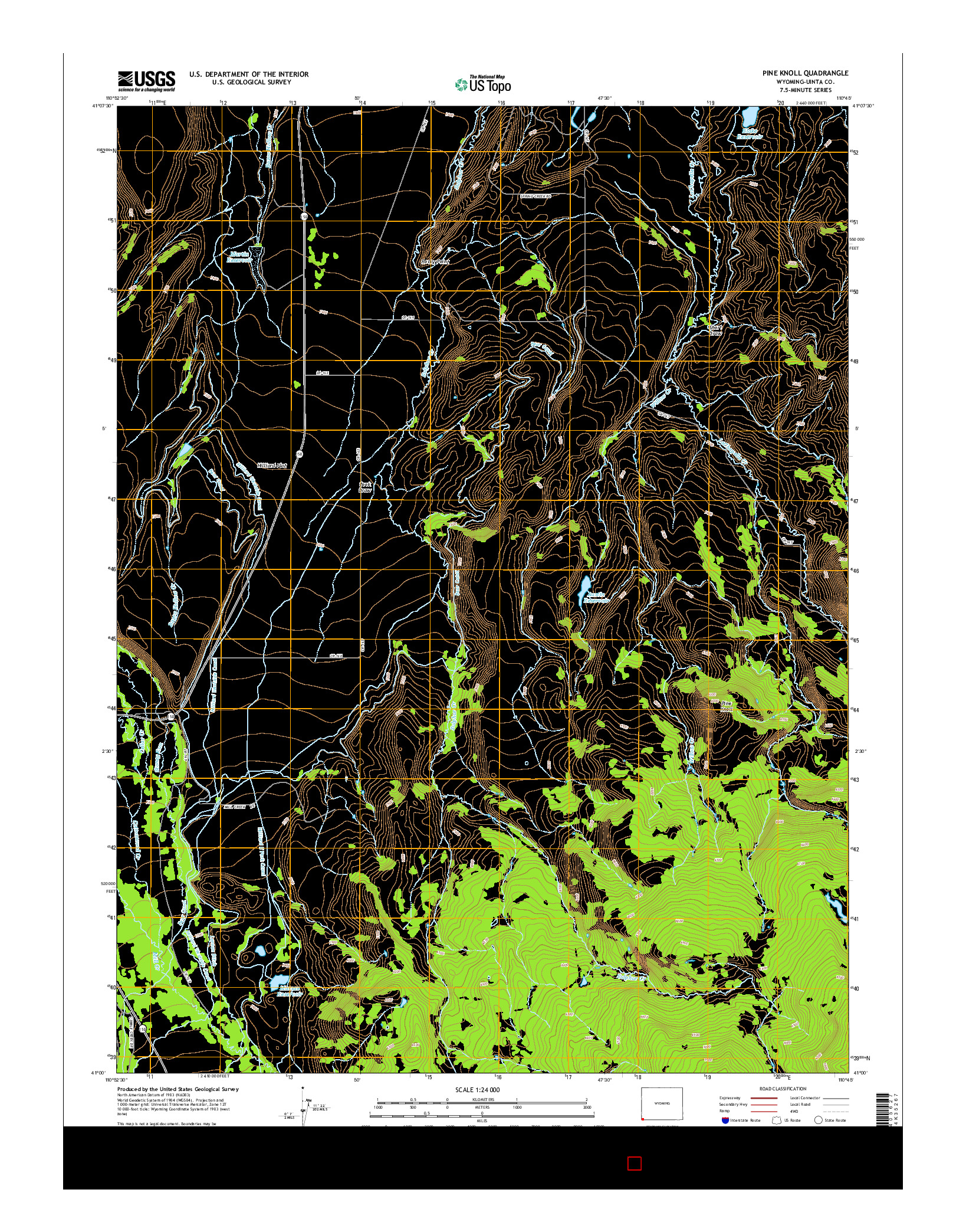 USGS US TOPO 7.5-MINUTE MAP FOR PINE KNOLL, WY 2015