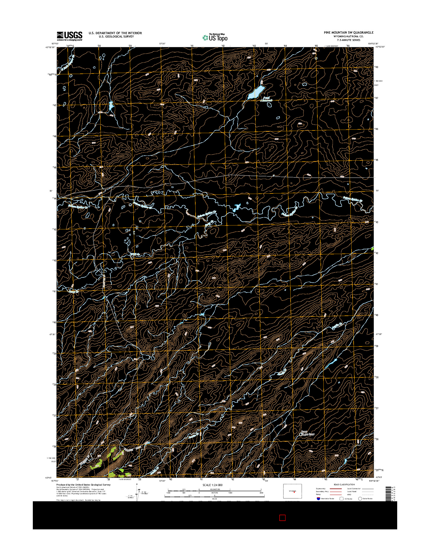 USGS US TOPO 7.5-MINUTE MAP FOR PINE MOUNTAIN SW, WY 2015