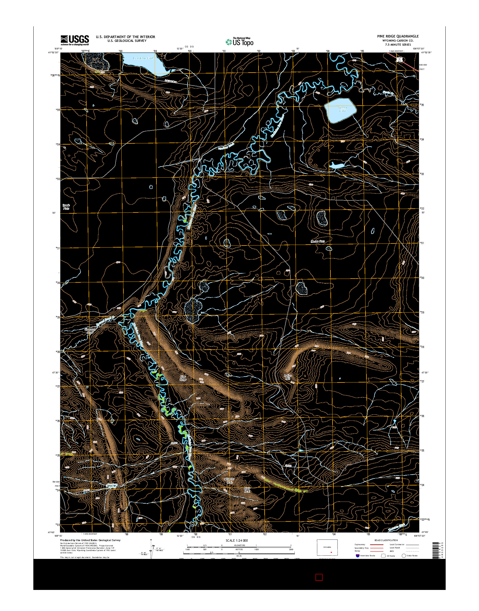USGS US TOPO 7.5-MINUTE MAP FOR PINE RIDGE, WY 2015