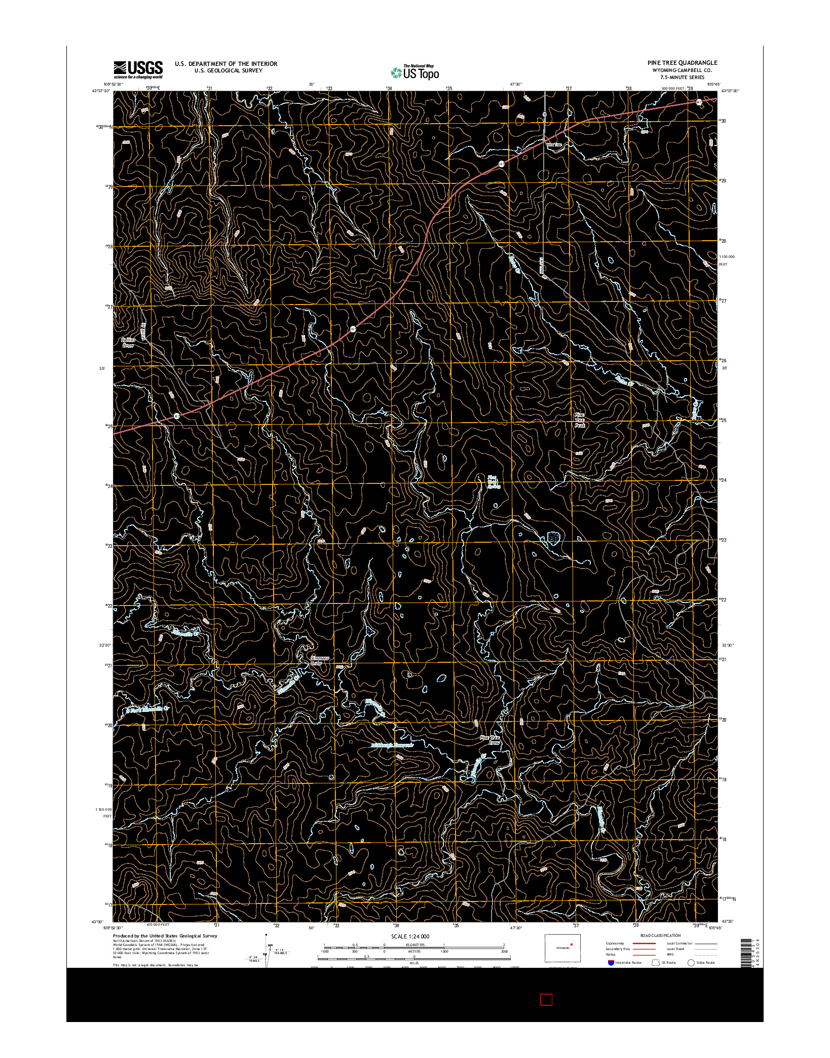 USGS US TOPO 7.5-MINUTE MAP FOR PINE TREE, WY 2015