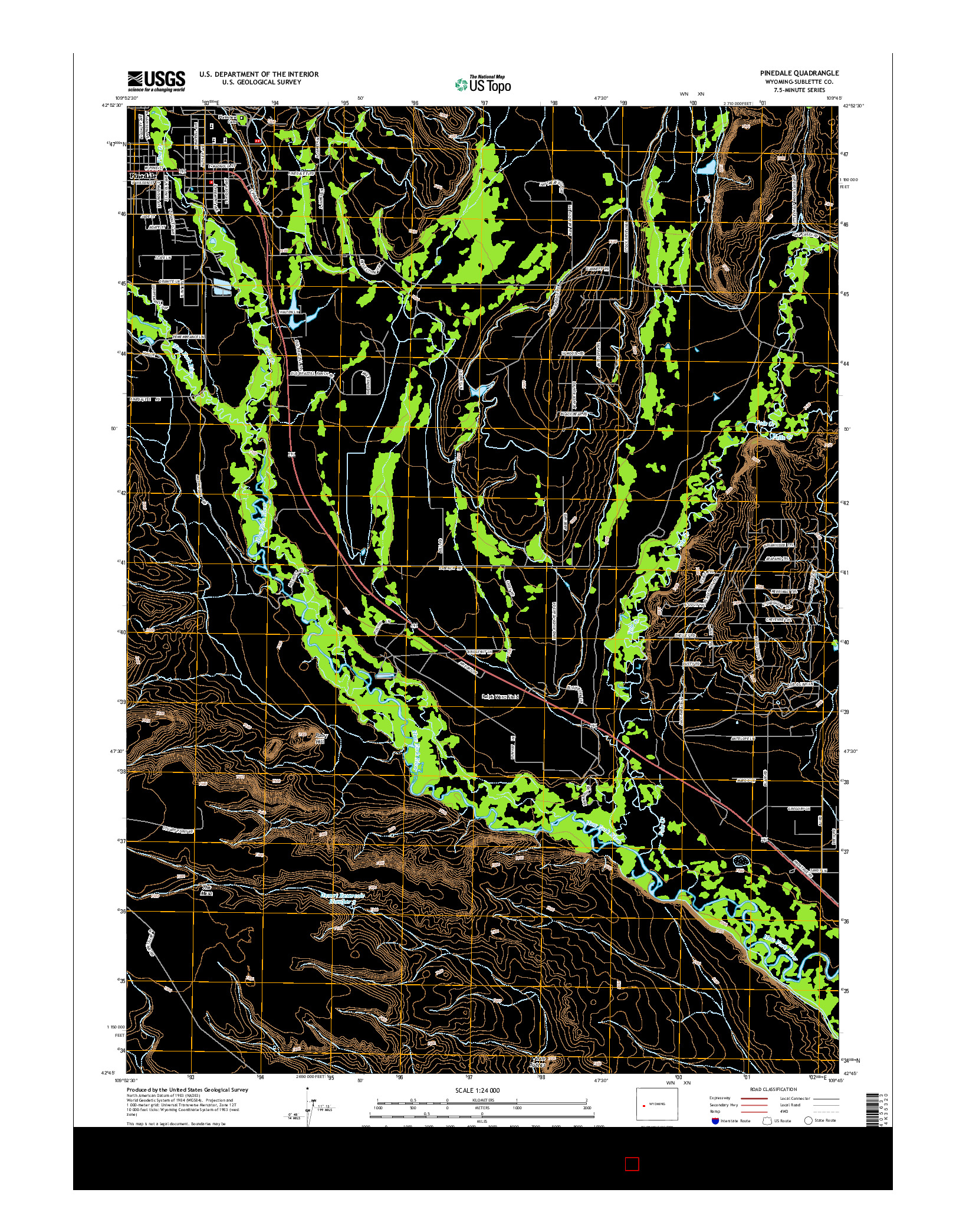 USGS US TOPO 7.5-MINUTE MAP FOR PINEDALE, WY 2015