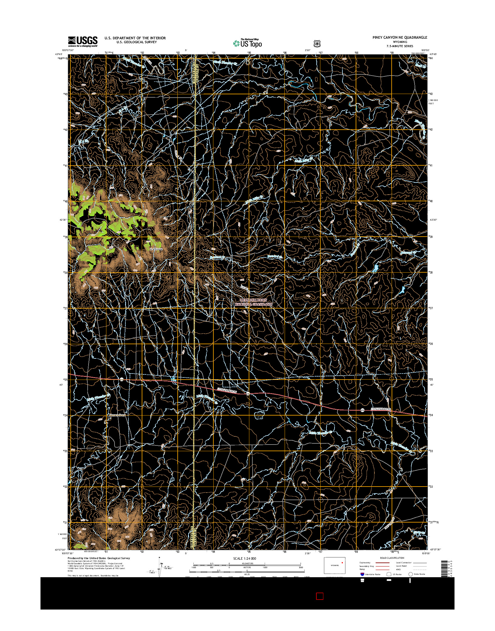 USGS US TOPO 7.5-MINUTE MAP FOR PINEY CANYON NE, WY 2015