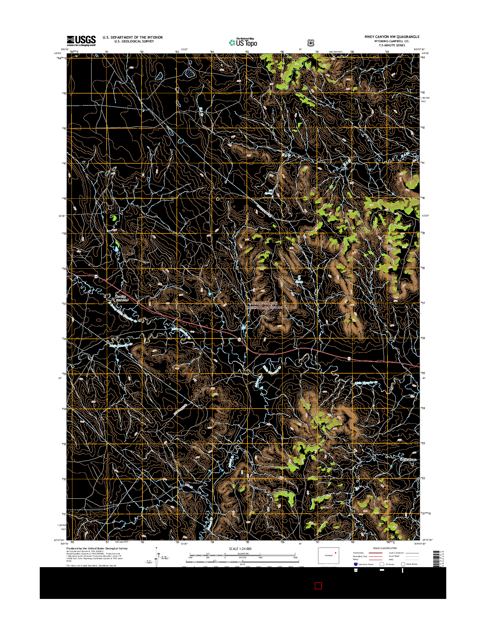USGS US TOPO 7.5-MINUTE MAP FOR PINEY CANYON NW, WY 2015