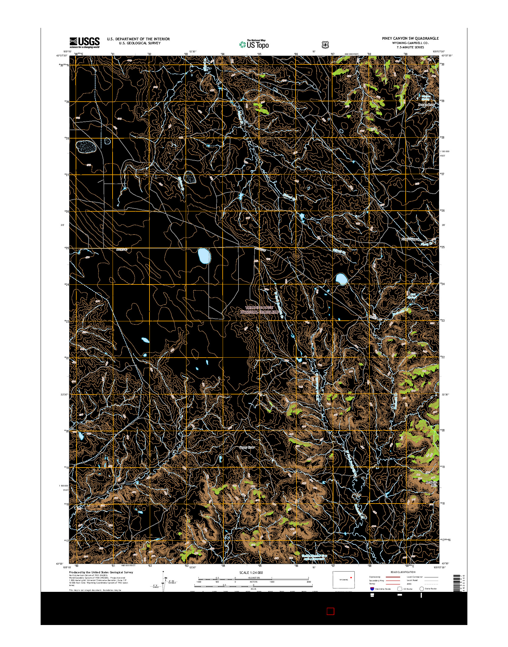 USGS US TOPO 7.5-MINUTE MAP FOR PINEY CANYON SW, WY 2015