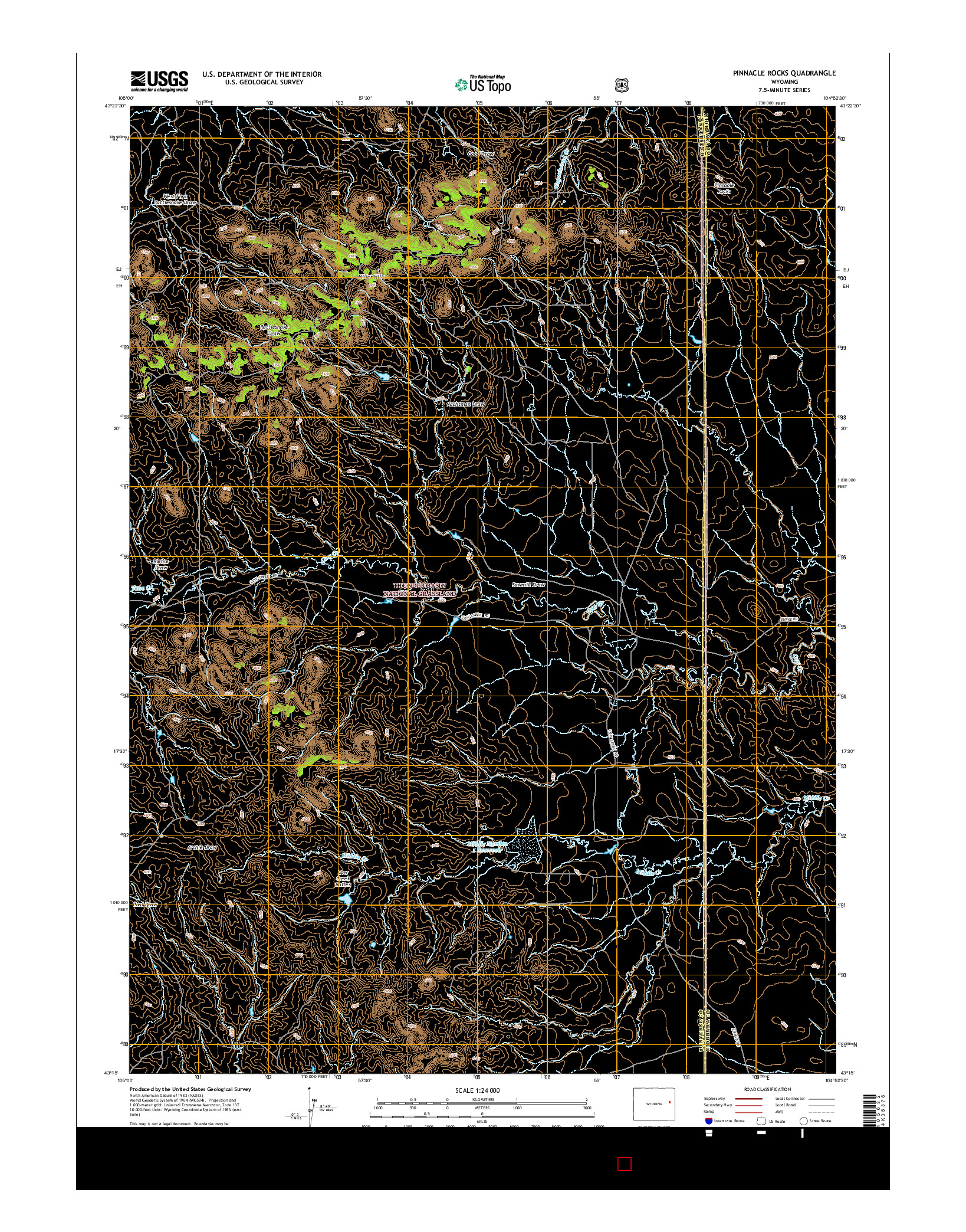 USGS US TOPO 7.5-MINUTE MAP FOR PINNACLE ROCKS, WY 2015