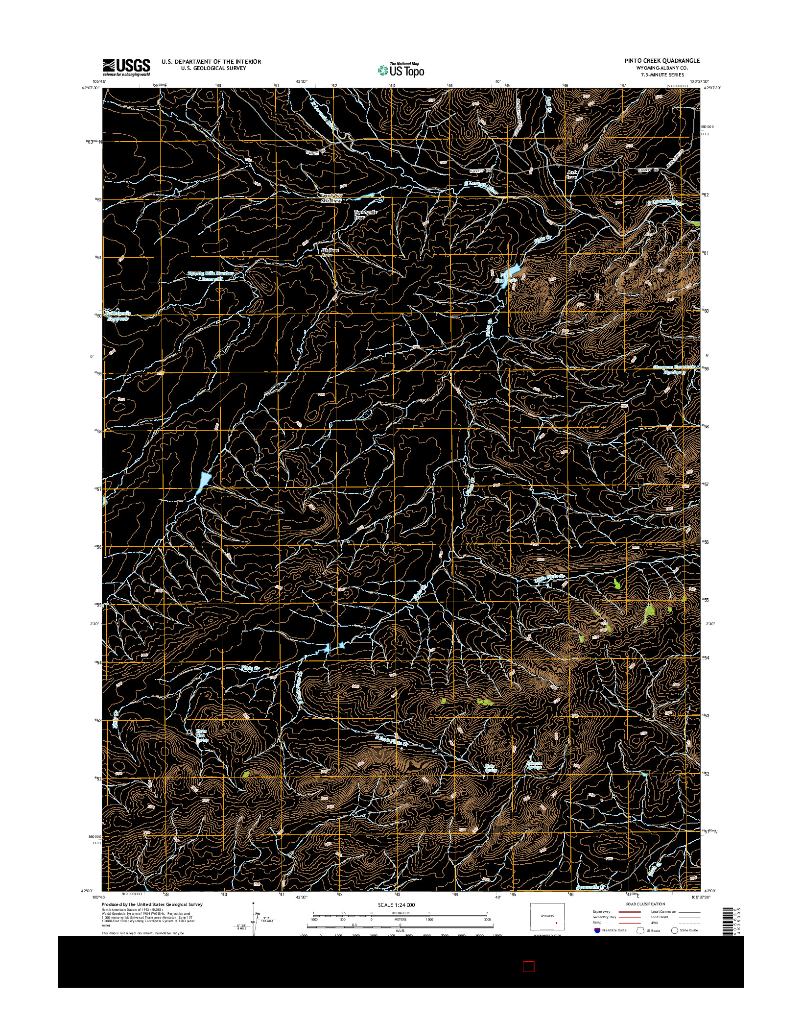 USGS US TOPO 7.5-MINUTE MAP FOR PINTO CREEK, WY 2015