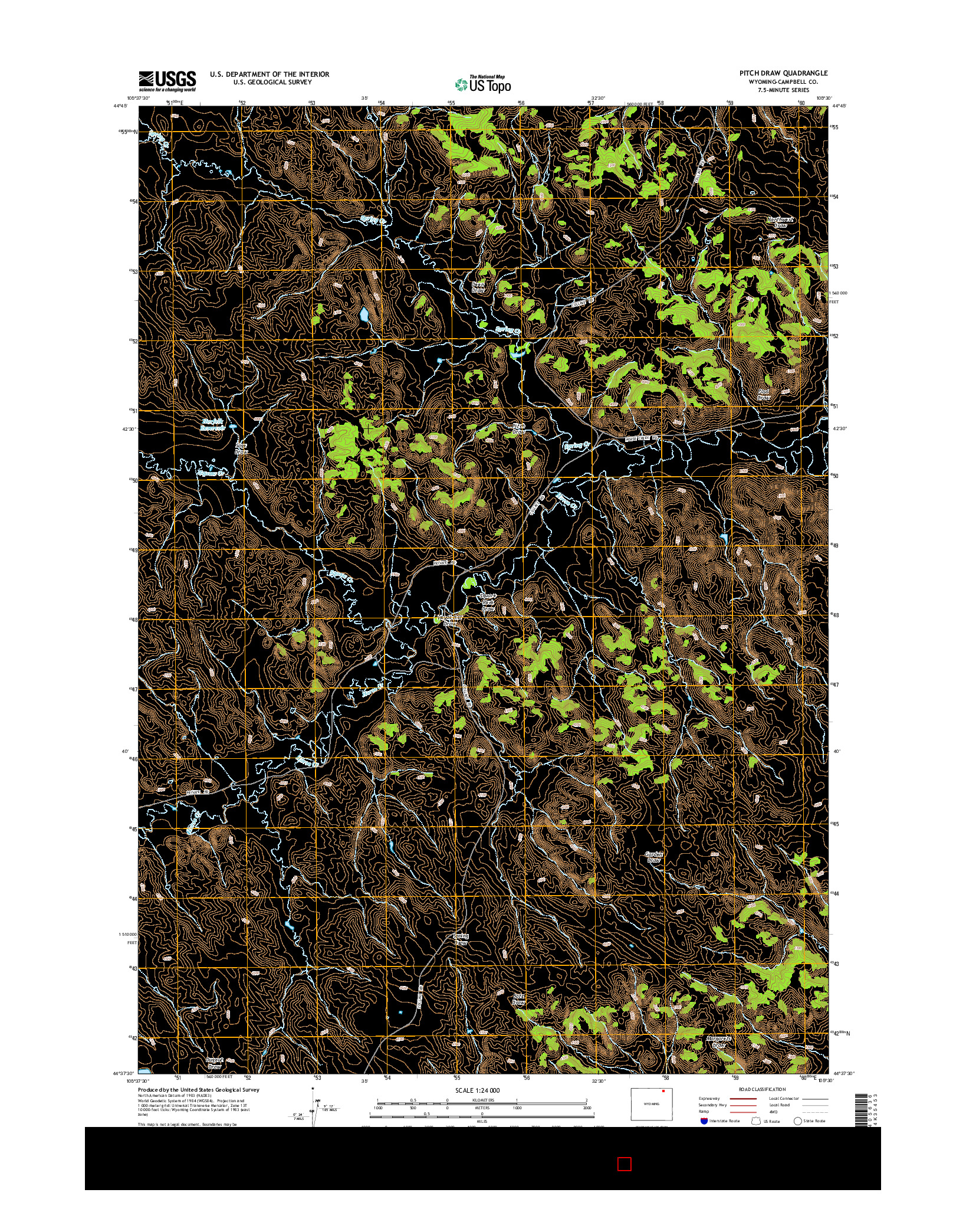 USGS US TOPO 7.5-MINUTE MAP FOR PITCH DRAW, WY 2015
