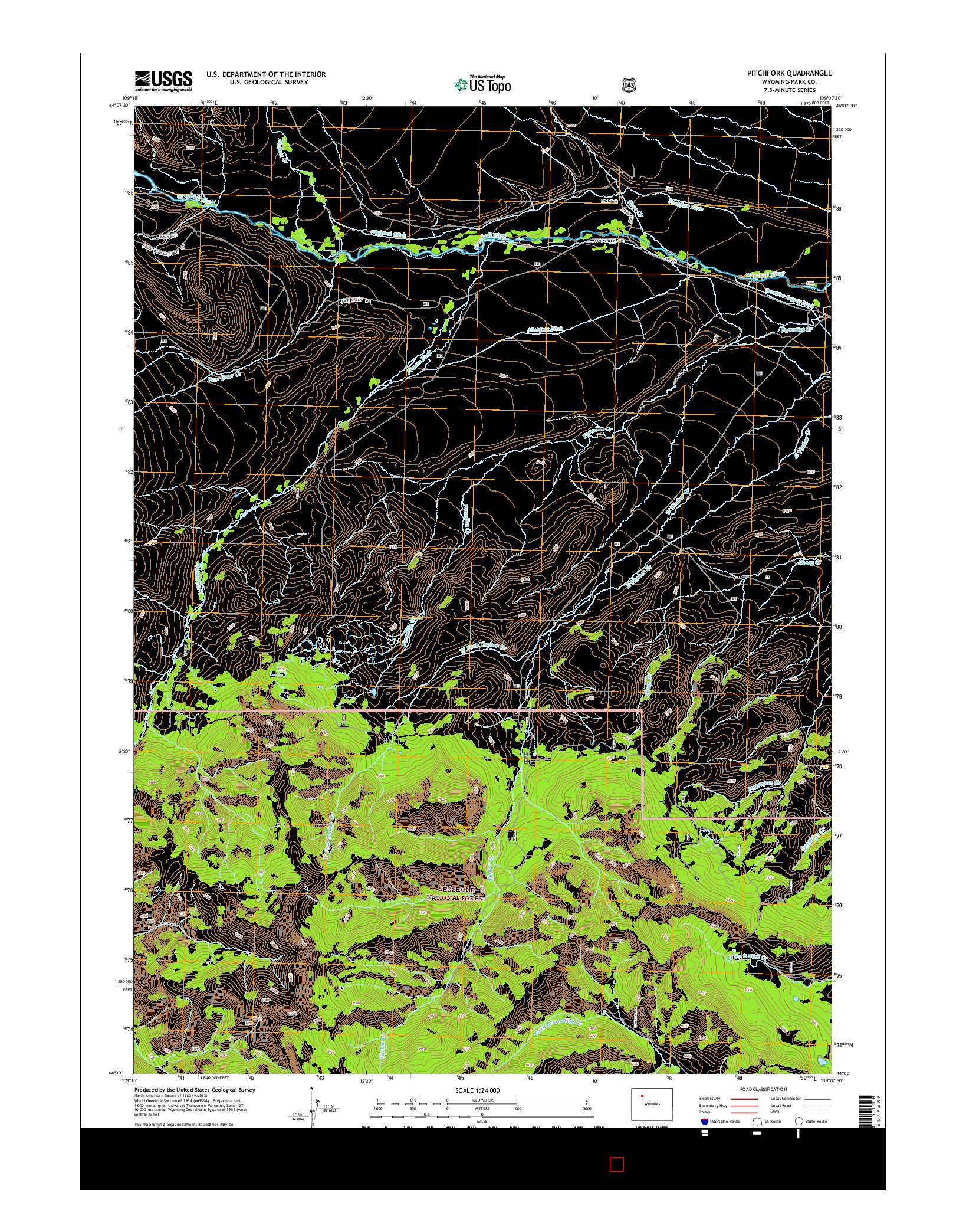 USGS US TOPO 7.5-MINUTE MAP FOR PITCHFORK, WY 2015
