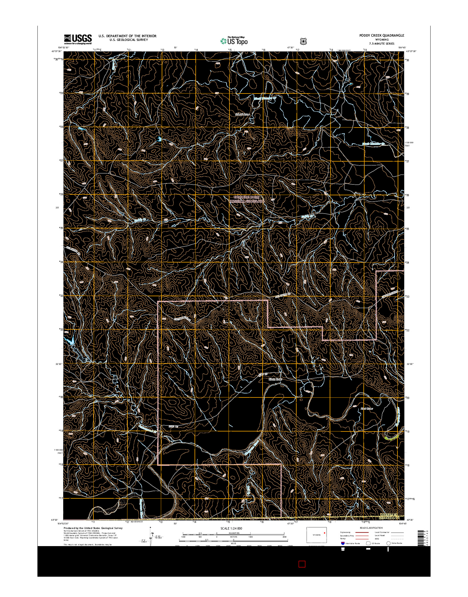 USGS US TOPO 7.5-MINUTE MAP FOR PODDY CREEK, WY 2015