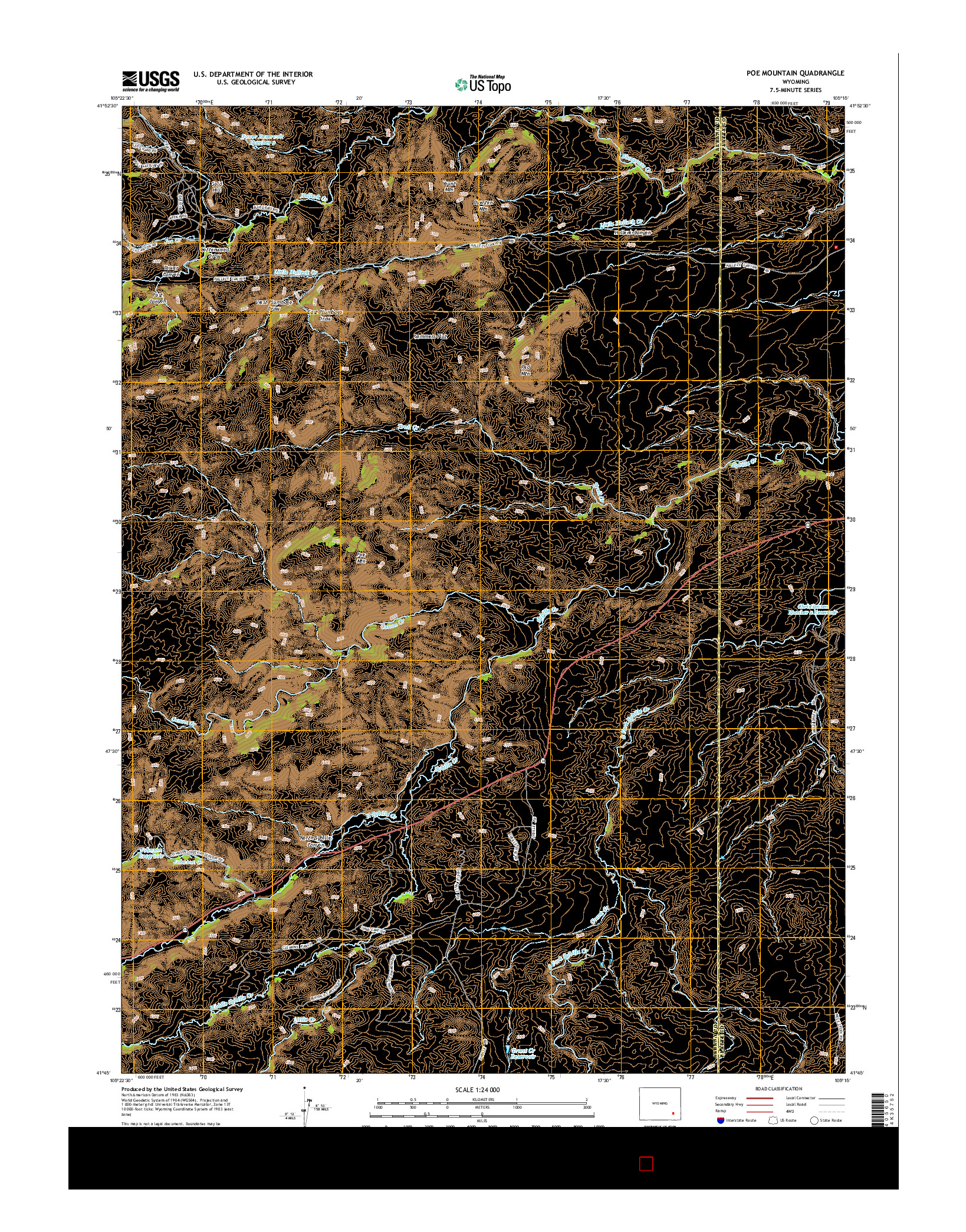 USGS US TOPO 7.5-MINUTE MAP FOR POE MOUNTAIN, WY 2015