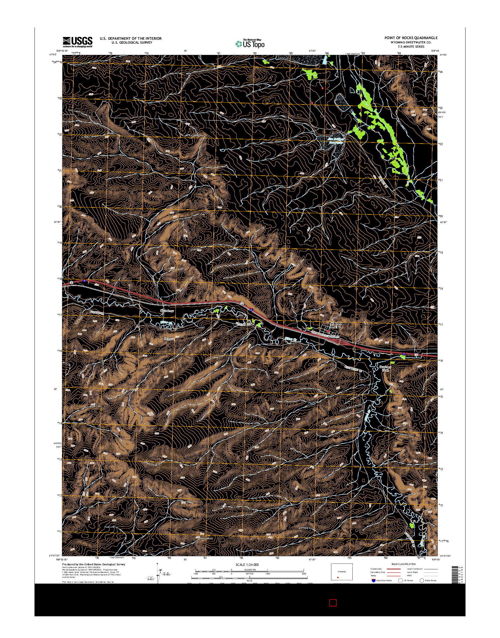 USGS US TOPO 7.5-MINUTE MAP FOR POINT OF ROCKS, WY 2015