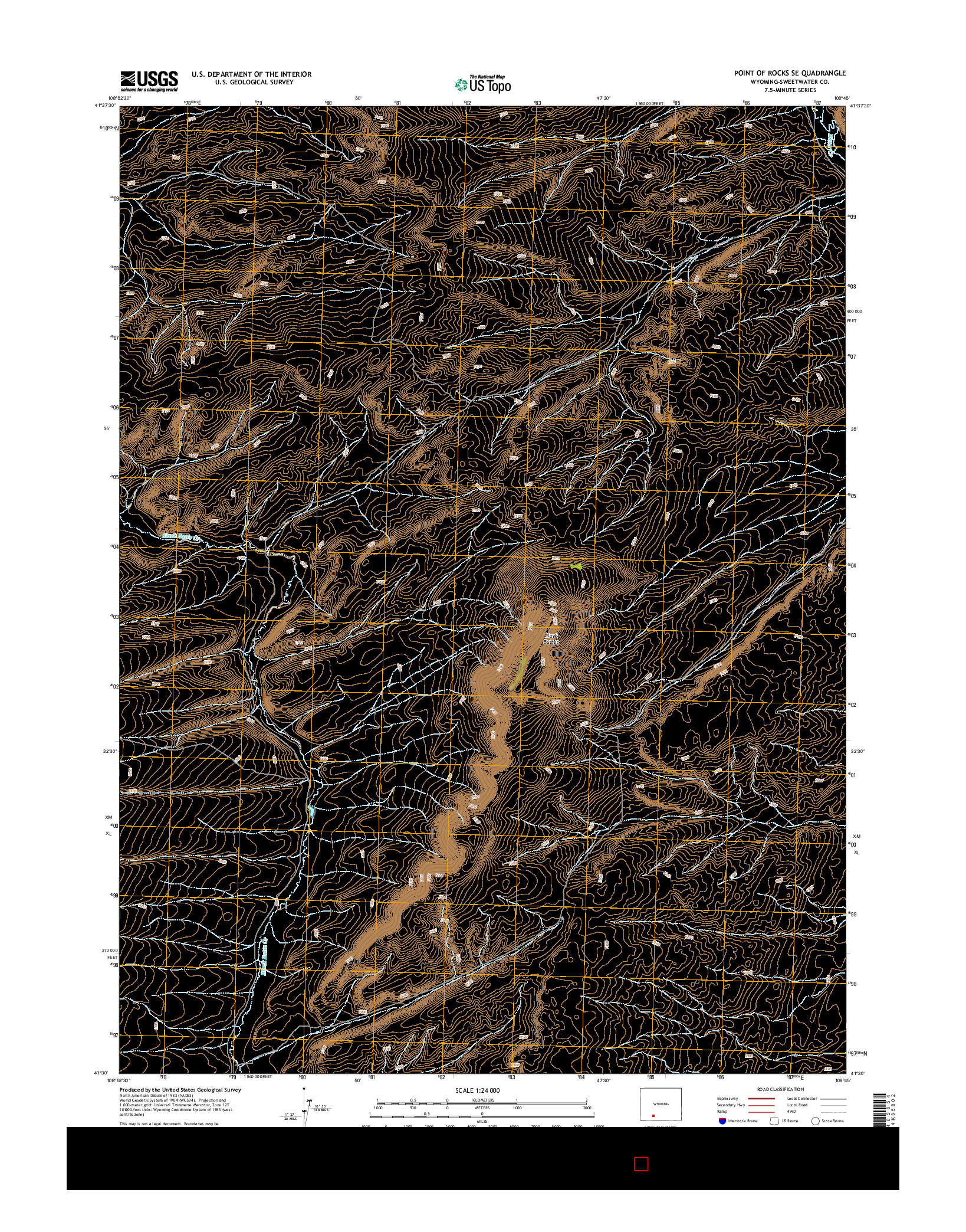 USGS US TOPO 7.5-MINUTE MAP FOR POINT OF ROCKS SE, WY 2015