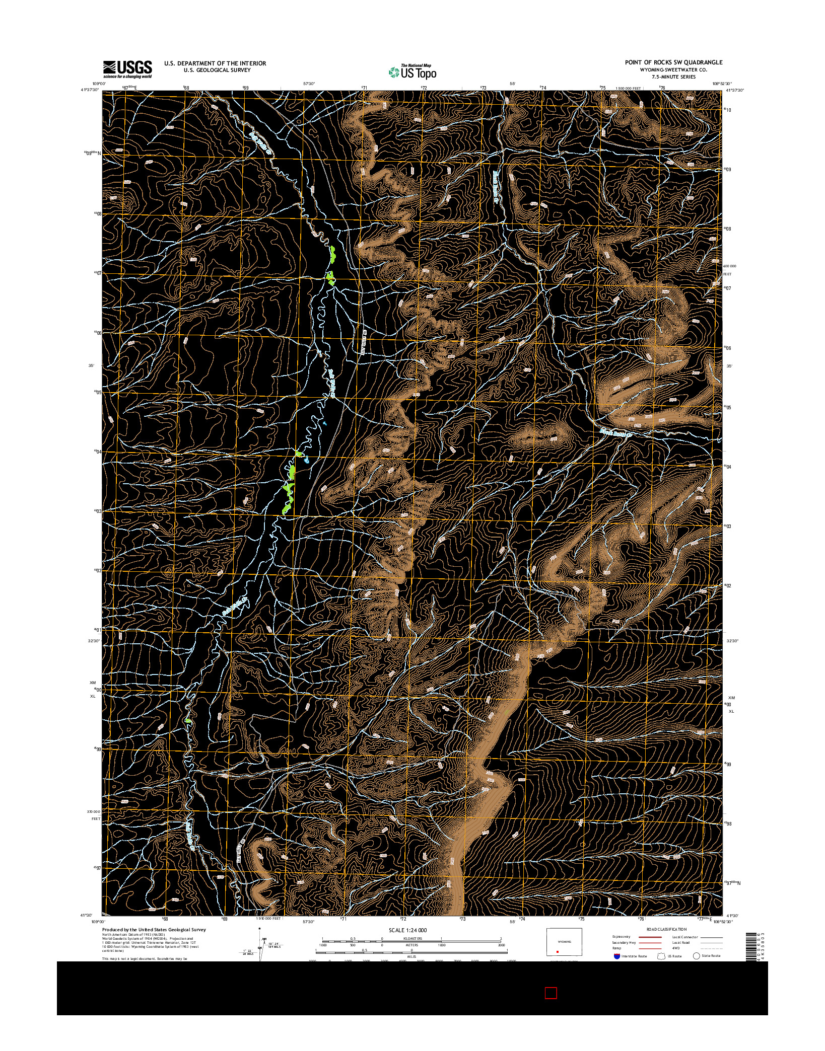 USGS US TOPO 7.5-MINUTE MAP FOR POINT OF ROCKS SW, WY 2015