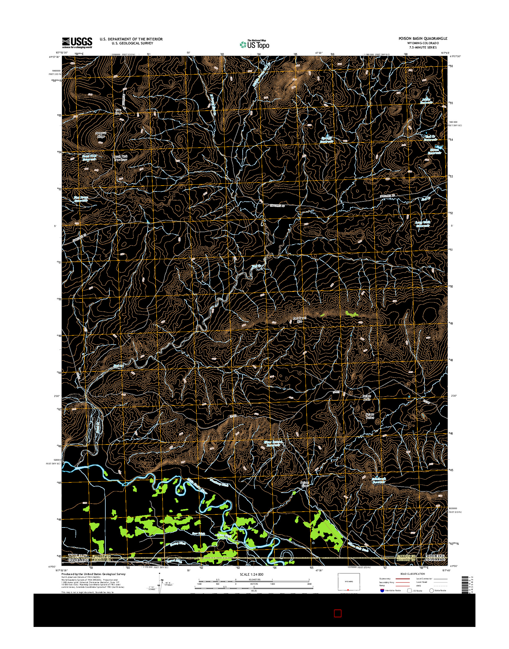 USGS US TOPO 7.5-MINUTE MAP FOR POISON BASIN, WY-CO 2015