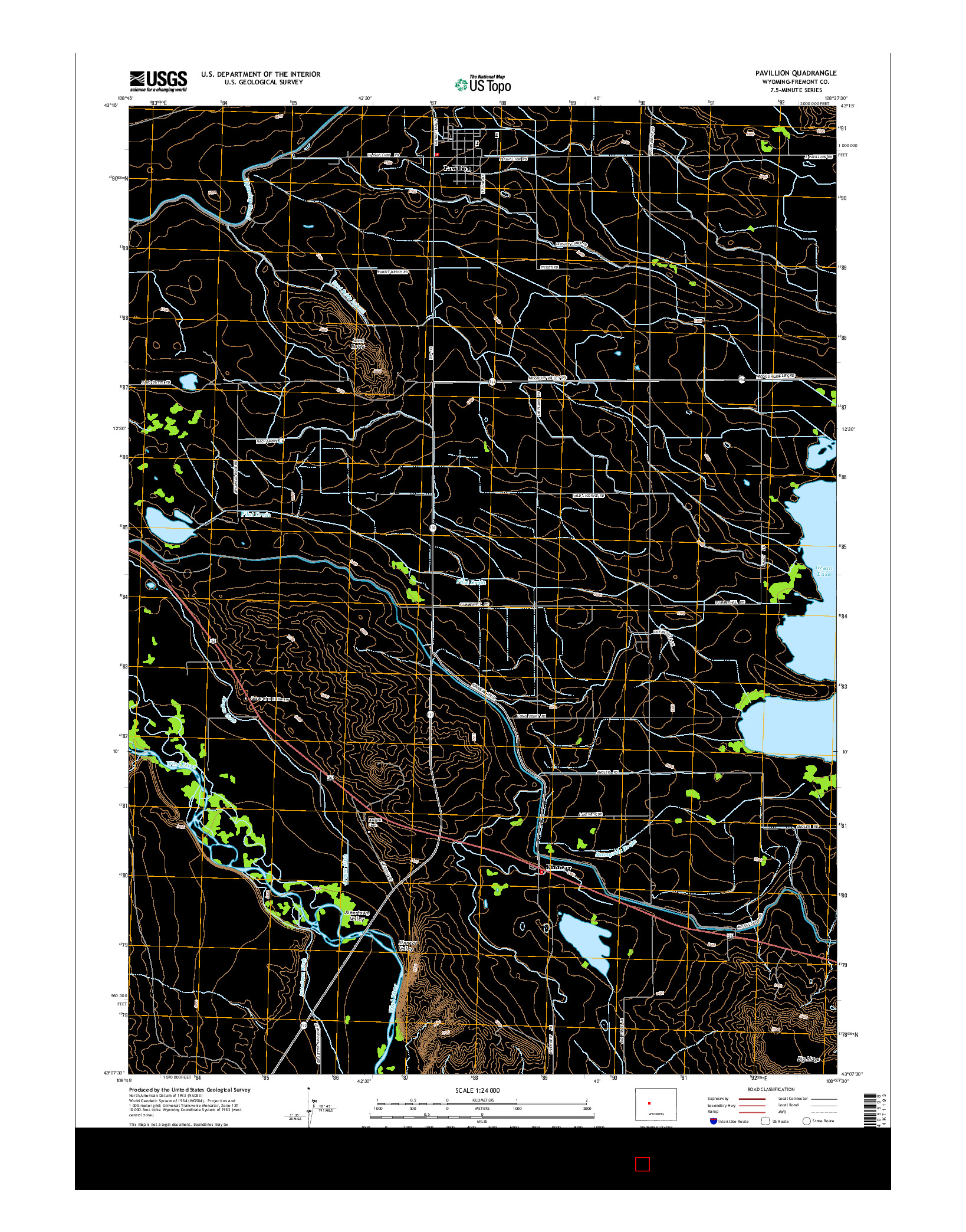 USGS US TOPO 7.5-MINUTE MAP FOR PAVILLION, WY 2015