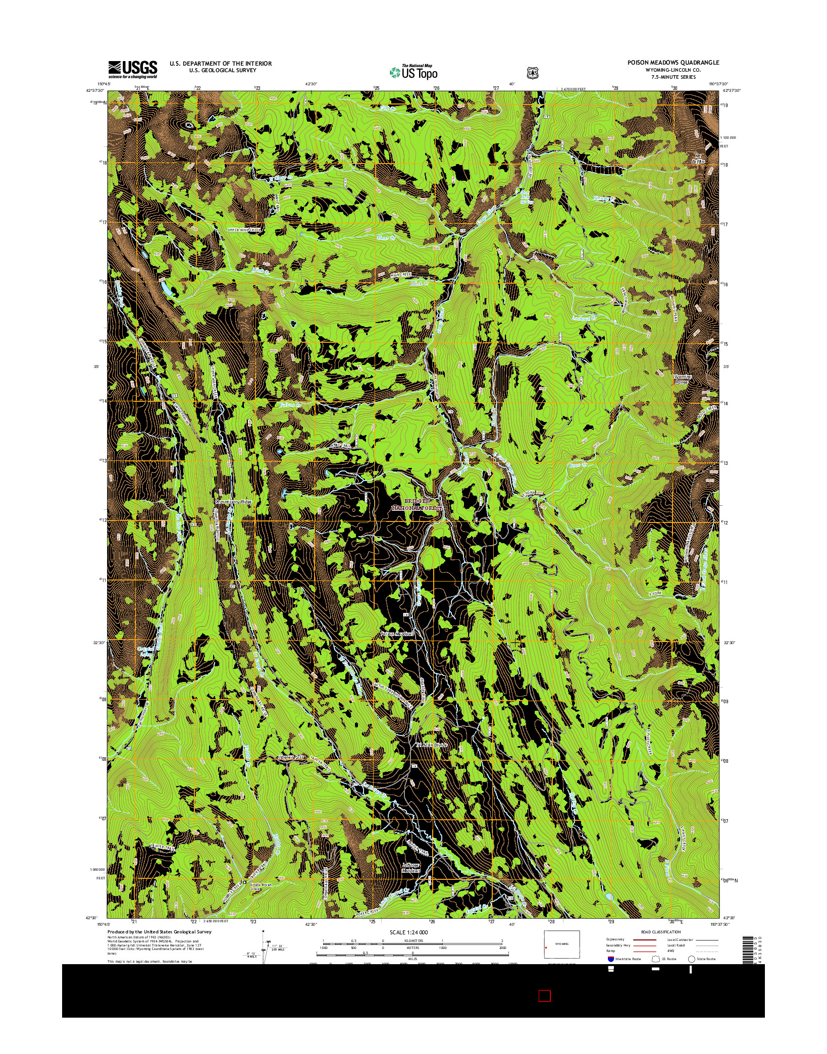 USGS US TOPO 7.5-MINUTE MAP FOR POISON MEADOWS, WY 2015