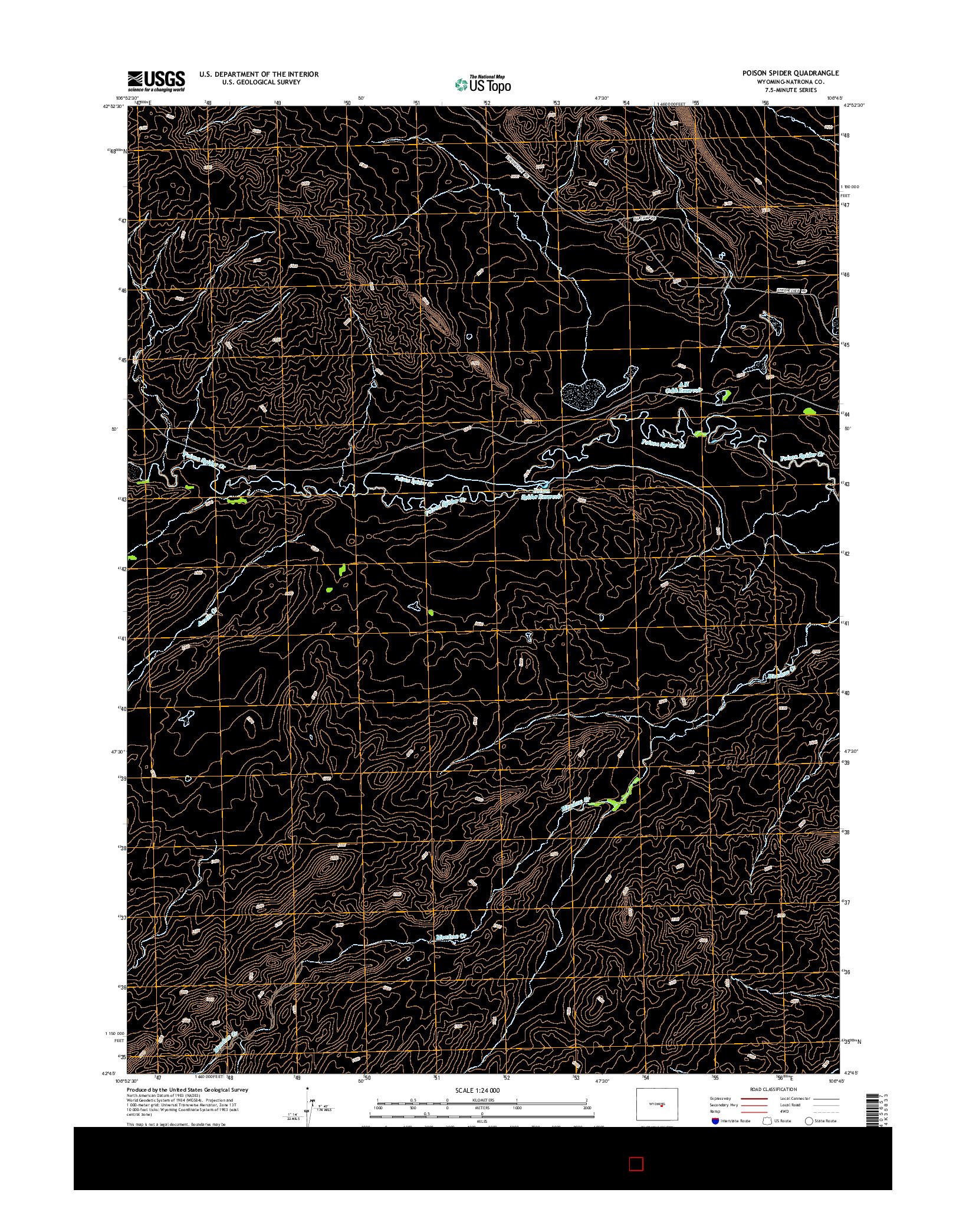 USGS US TOPO 7.5-MINUTE MAP FOR POISON SPIDER, WY 2015