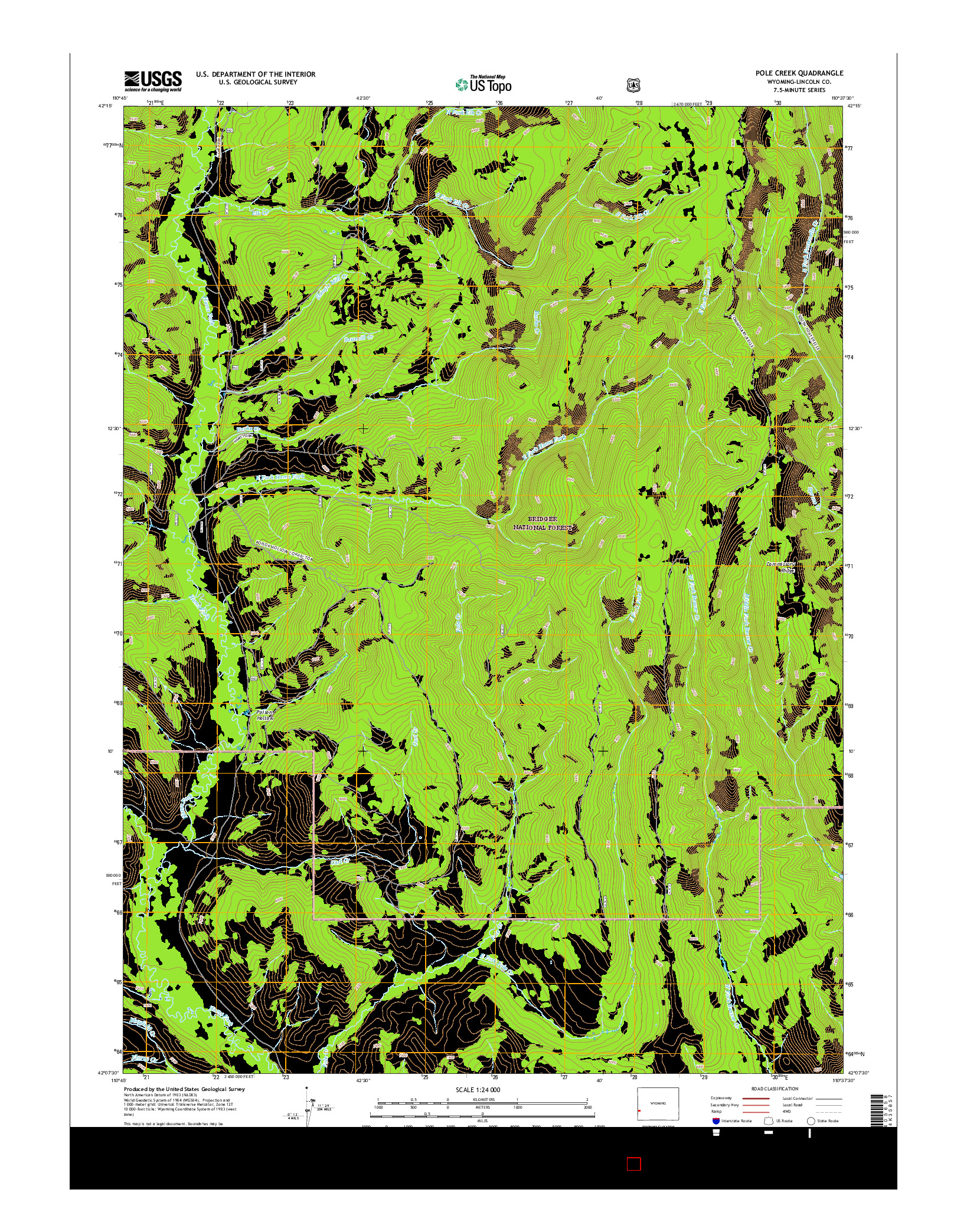 USGS US TOPO 7.5-MINUTE MAP FOR POLE CREEK, WY 2015