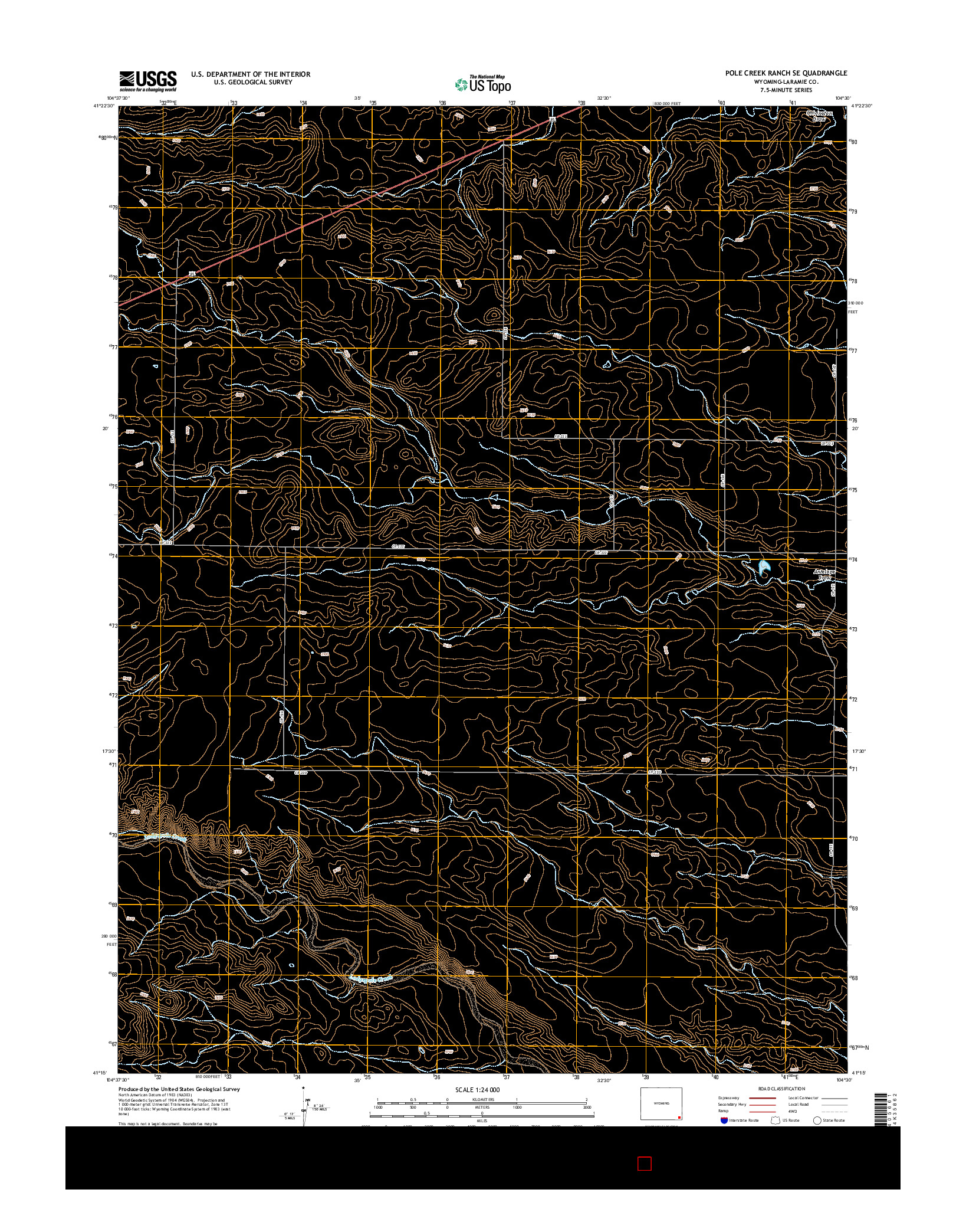 USGS US TOPO 7.5-MINUTE MAP FOR POLE CREEK RANCH SE, WY 2015