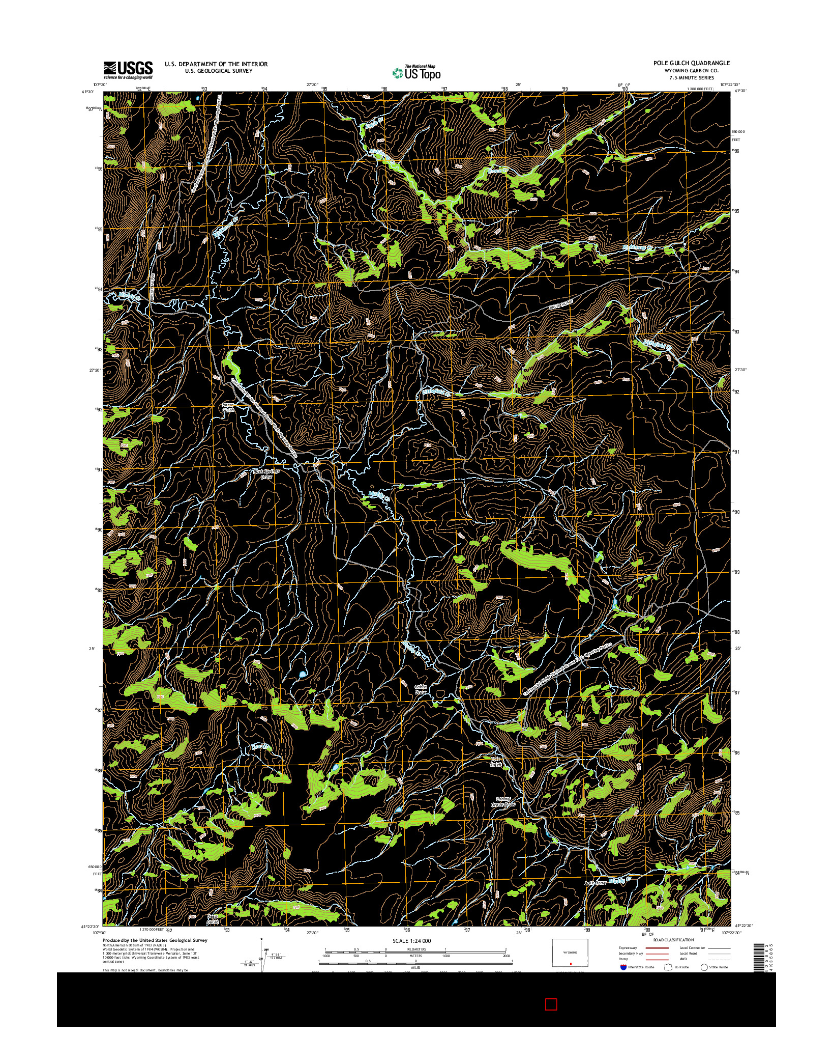 USGS US TOPO 7.5-MINUTE MAP FOR POLE GULCH, WY 2015