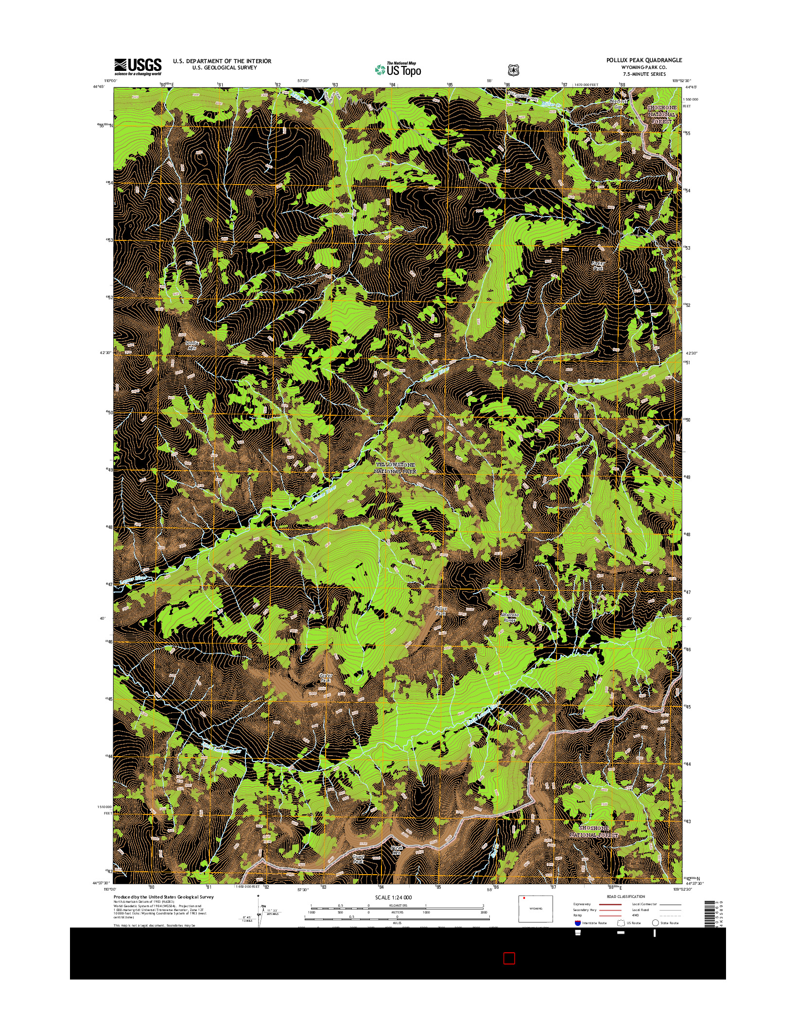 USGS US TOPO 7.5-MINUTE MAP FOR POLLUX PEAK, WY 2015