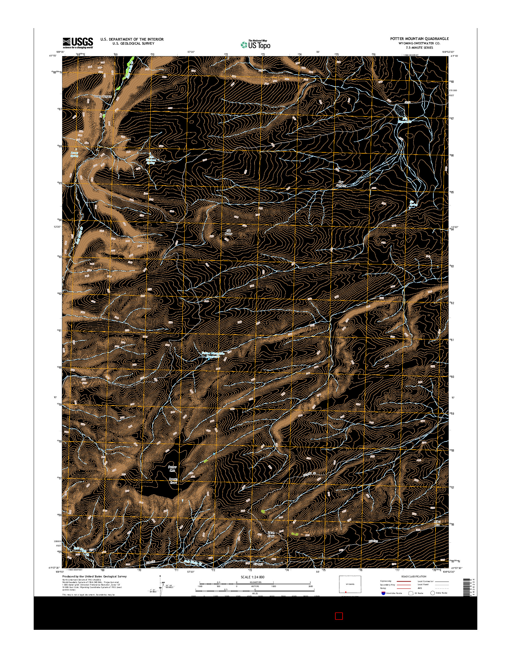 USGS US TOPO 7.5-MINUTE MAP FOR POTTER MOUNTAIN, WY 2015