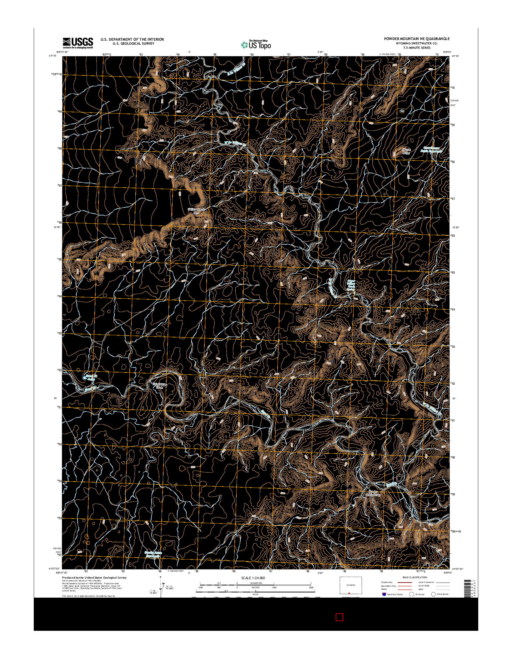 USGS US TOPO 7.5-MINUTE MAP FOR POWDER MOUNTAIN NE, WY 2015