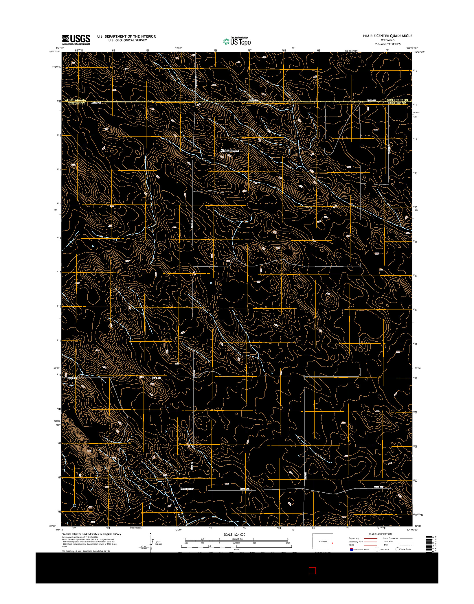 USGS US TOPO 7.5-MINUTE MAP FOR PRAIRIE CENTER, WY 2015