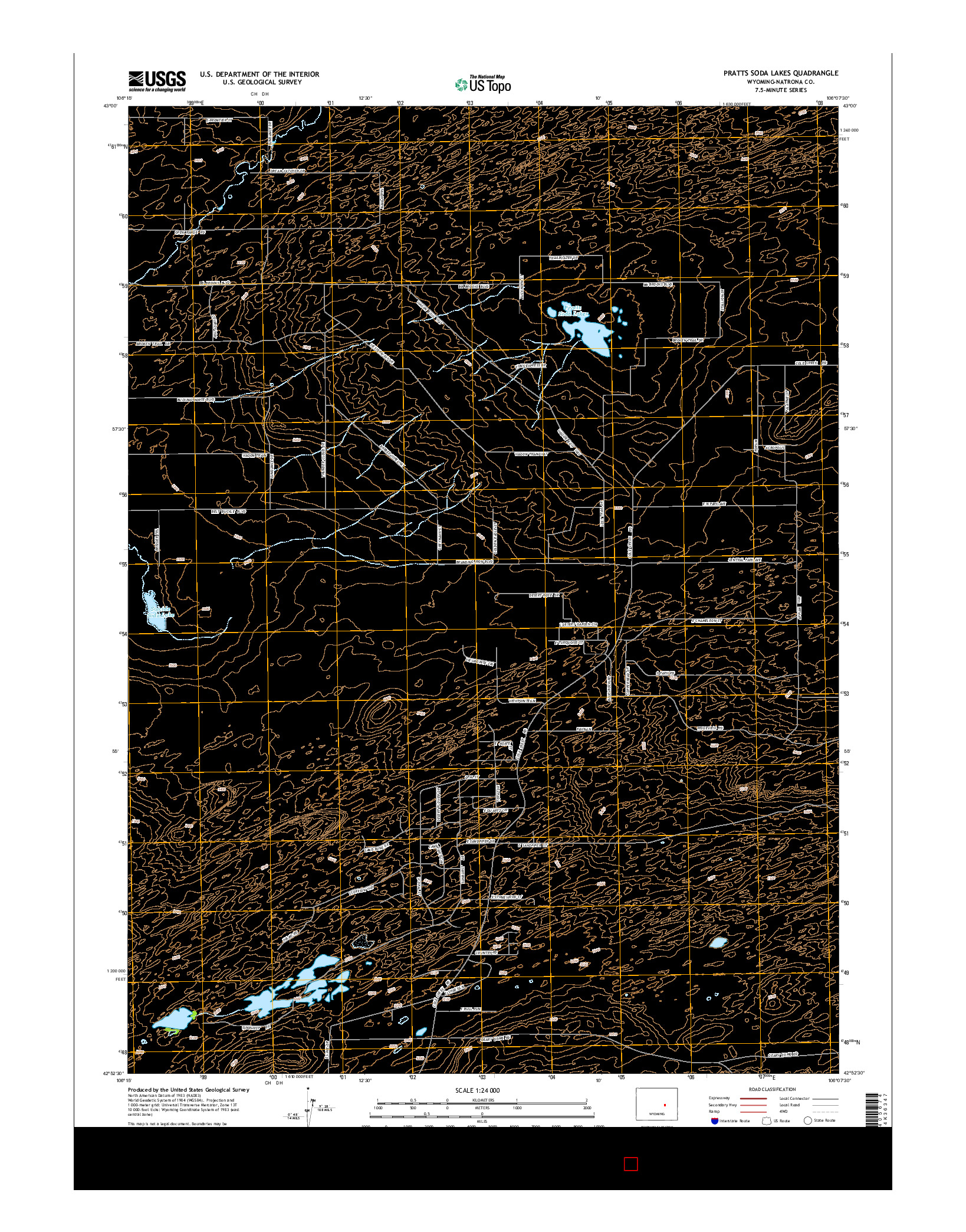 USGS US TOPO 7.5-MINUTE MAP FOR PRATTS SODA LAKES, WY 2015