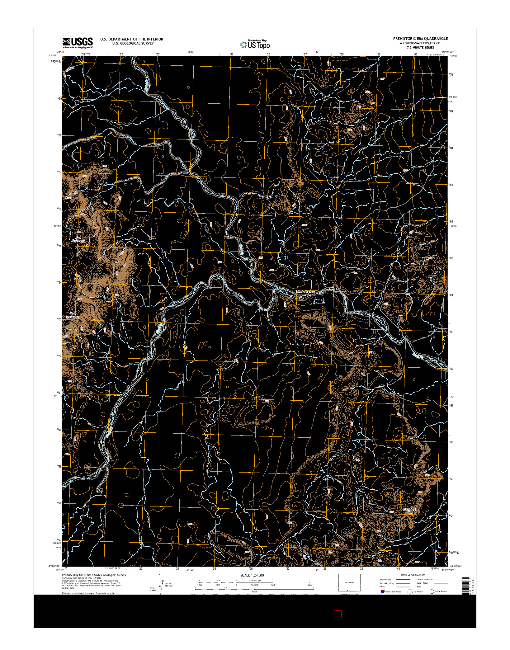USGS US TOPO 7.5-MINUTE MAP FOR PREHISTORIC RIM, WY 2015