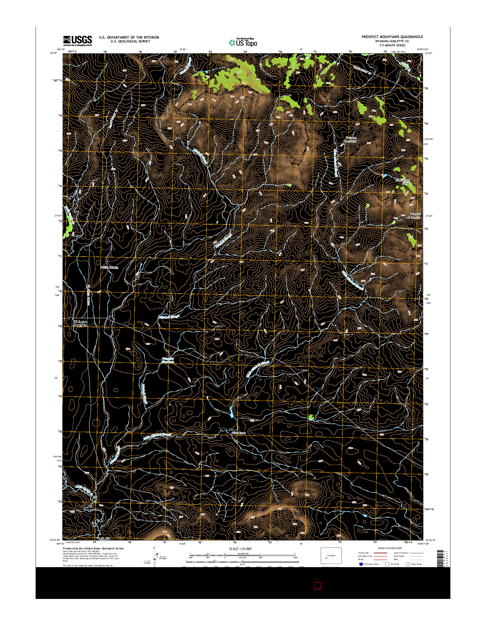USGS US TOPO 7.5-MINUTE MAP FOR PROSPECT MOUNTAINS, WY 2015