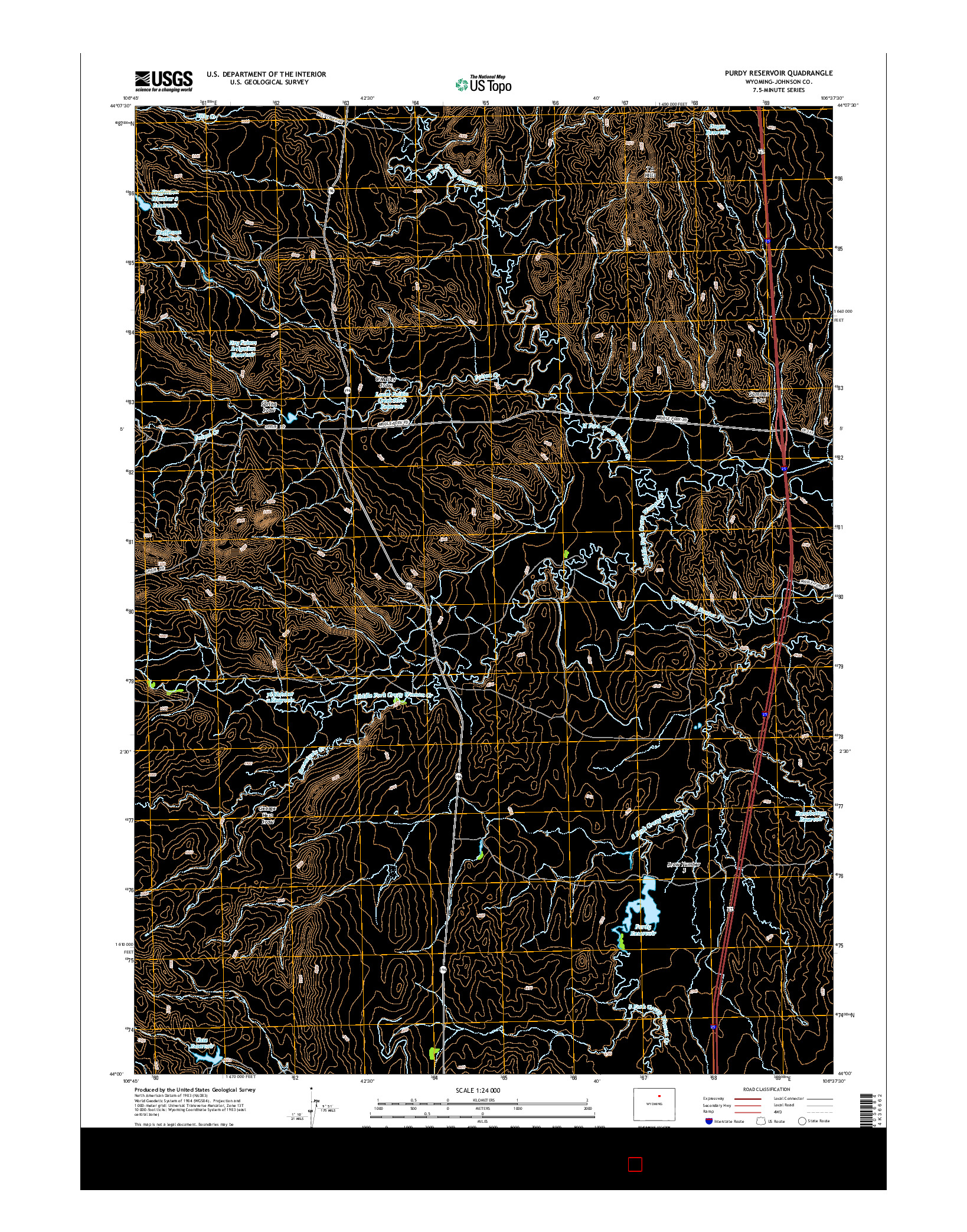 USGS US TOPO 7.5-MINUTE MAP FOR PURDY RESERVOIR, WY 2015