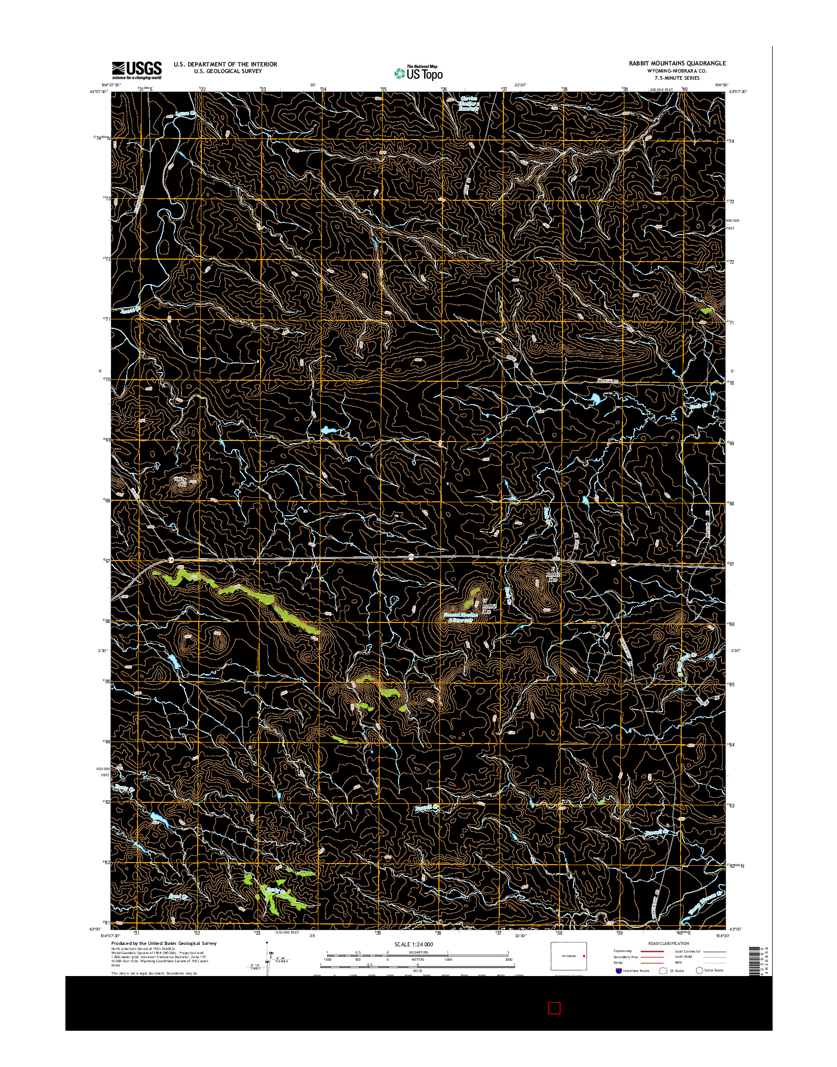 USGS US TOPO 7.5-MINUTE MAP FOR RABBIT MOUNTAINS, WY 2015