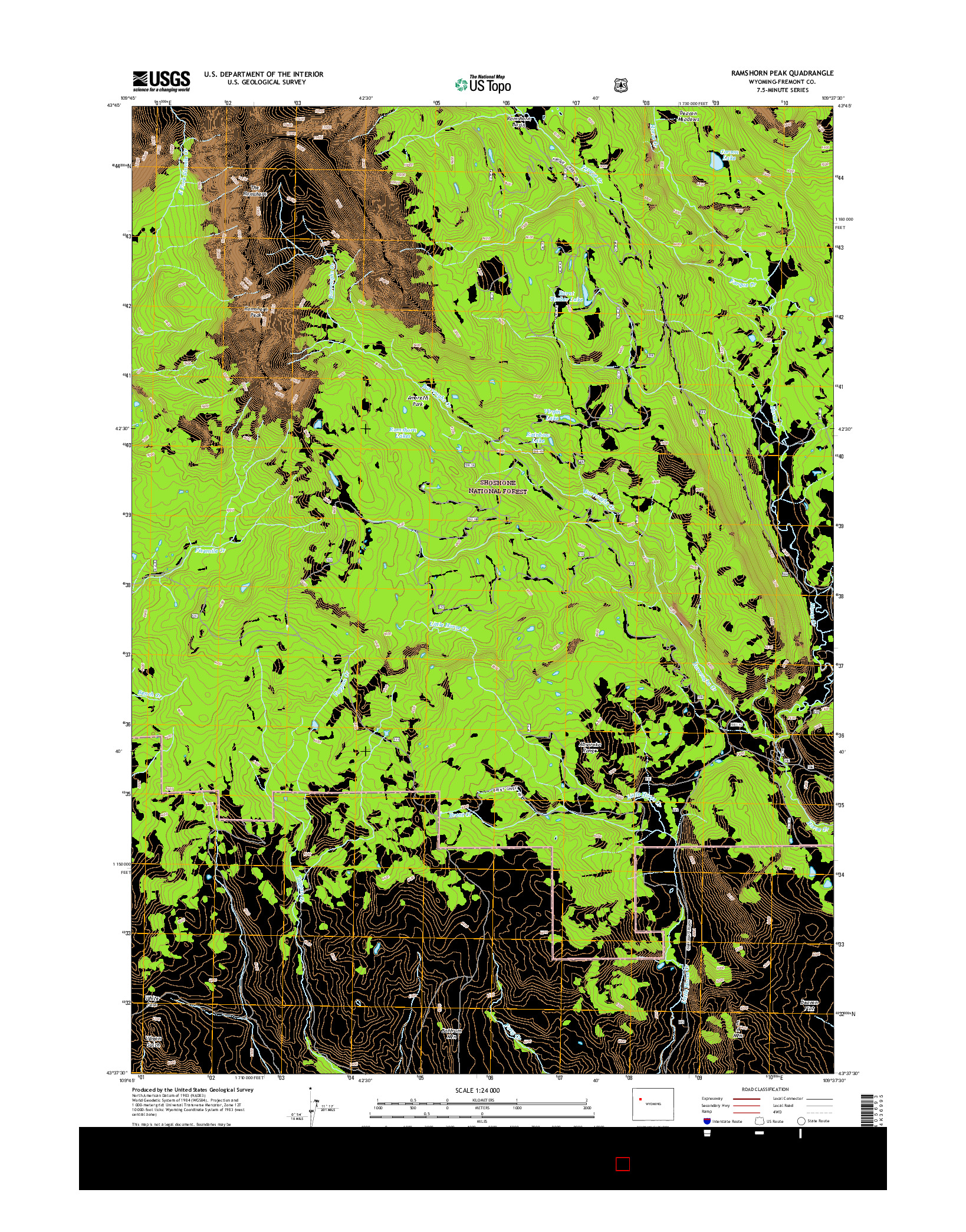 USGS US TOPO 7.5-MINUTE MAP FOR RAMSHORN PEAK, WY 2015